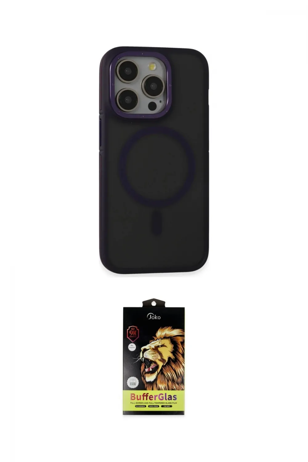 ieg™ iPhone 14 Pro Max Kılıf Ahenk Form Serisi - Siyah Buffer Cam Ekran Koruyucu