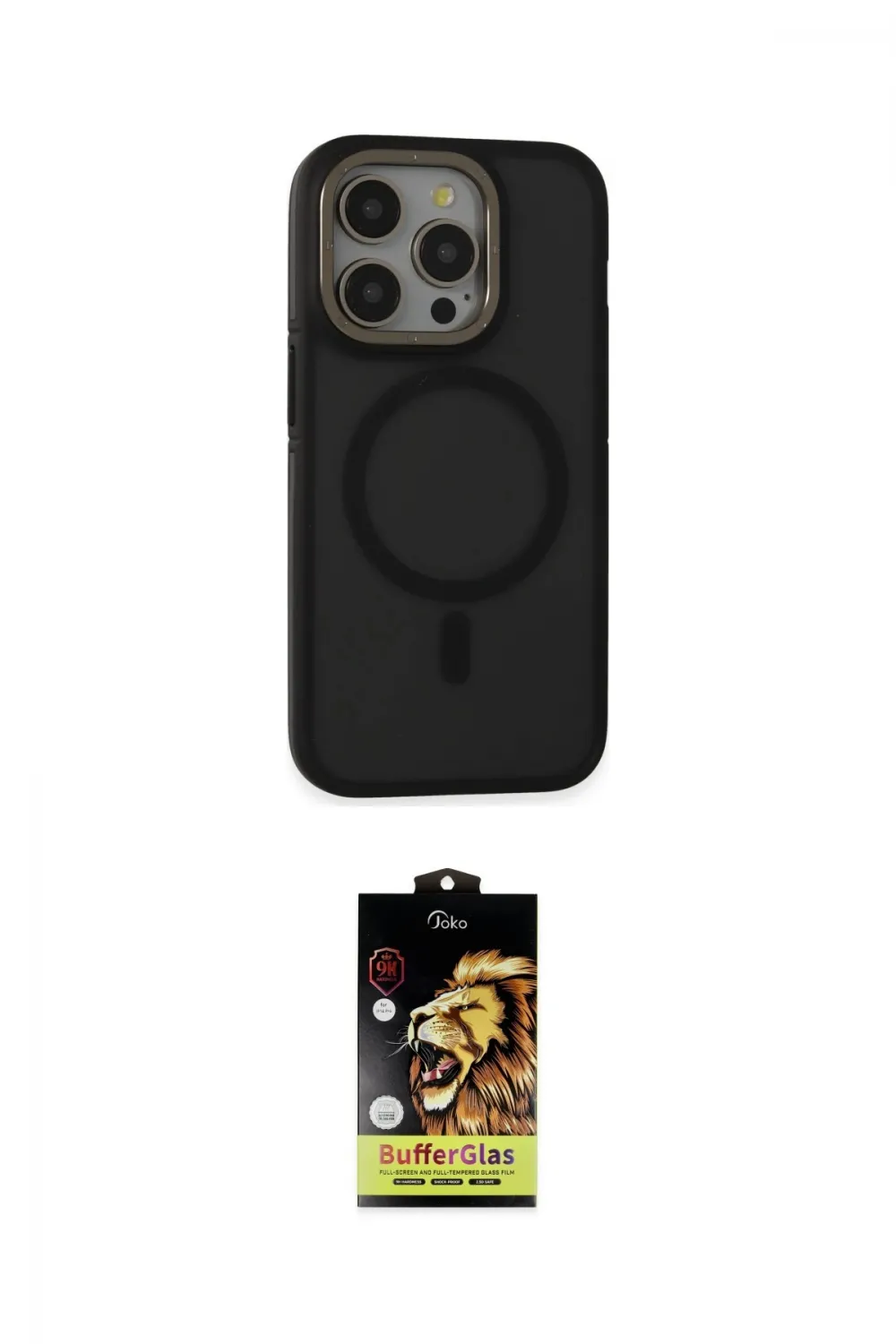 ieg™ iPhone 14 Pro Max Kılıf Ahenk Form Serisi - Siyah Buffer Cam Ekran Koruyucu