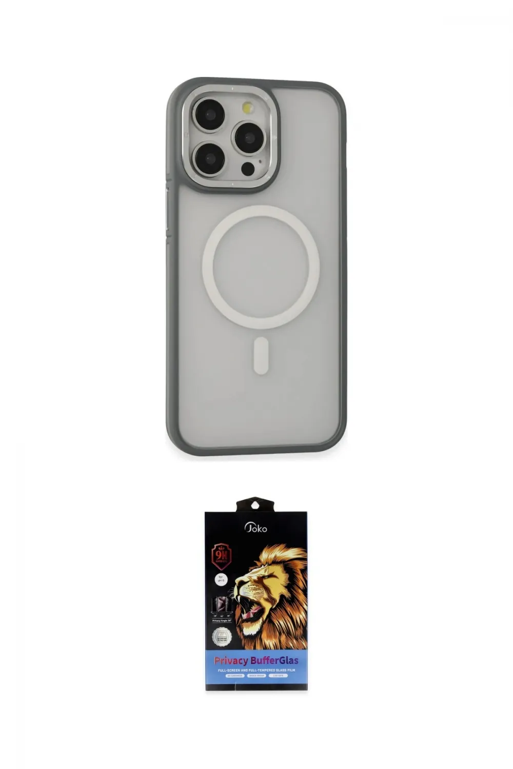 ieg™ iPhone 14 Pro Max Kılıf Ahenk Form Serisi - Siyah Buffer Hayalet Cam Ekran Koruyucu