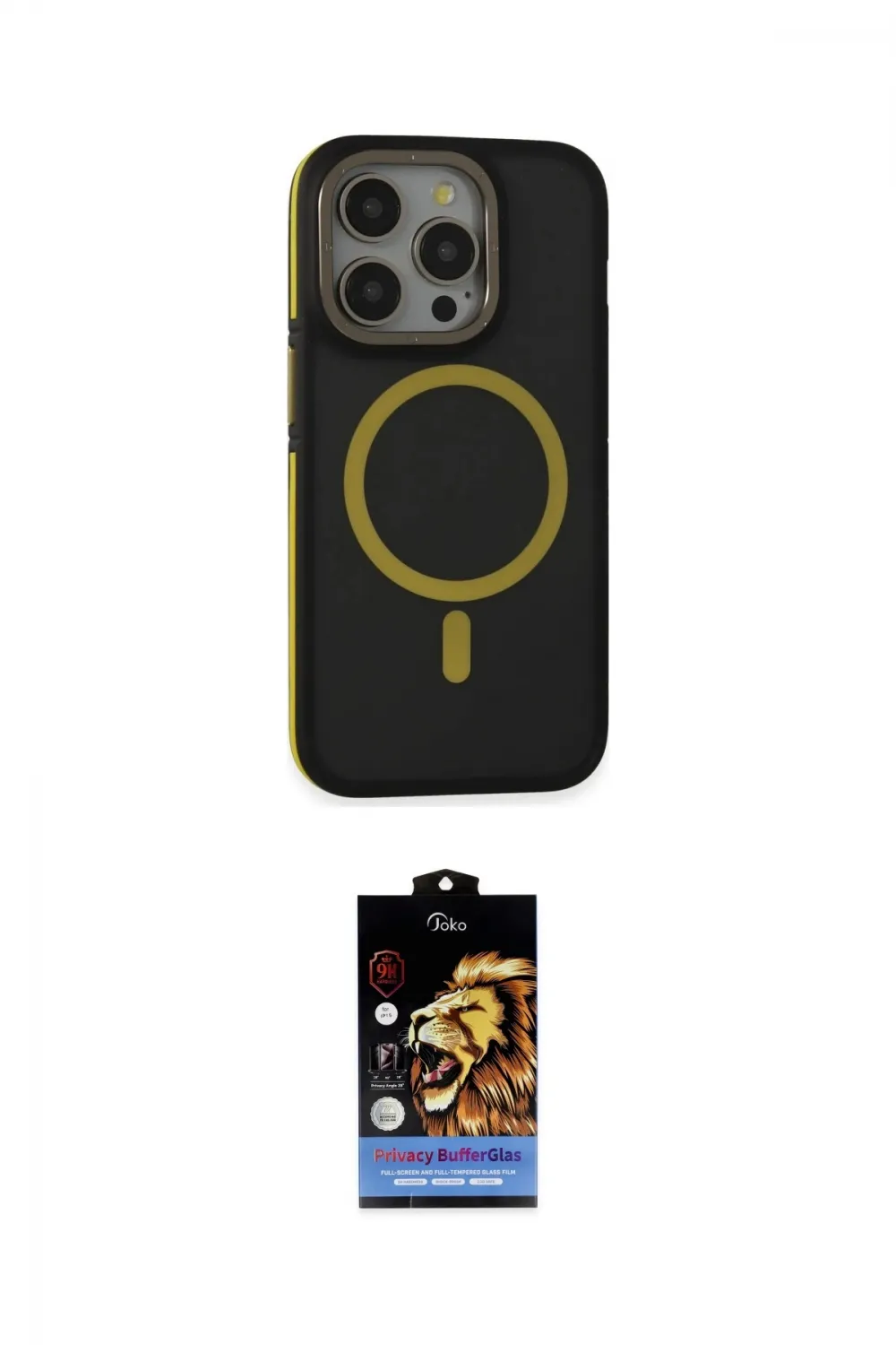 ieg™ iPhone 14 Pro Max Kılıf Ahenk Form Serisi - Siyah Buffer Hayalet Cam Ekran Koruyucu