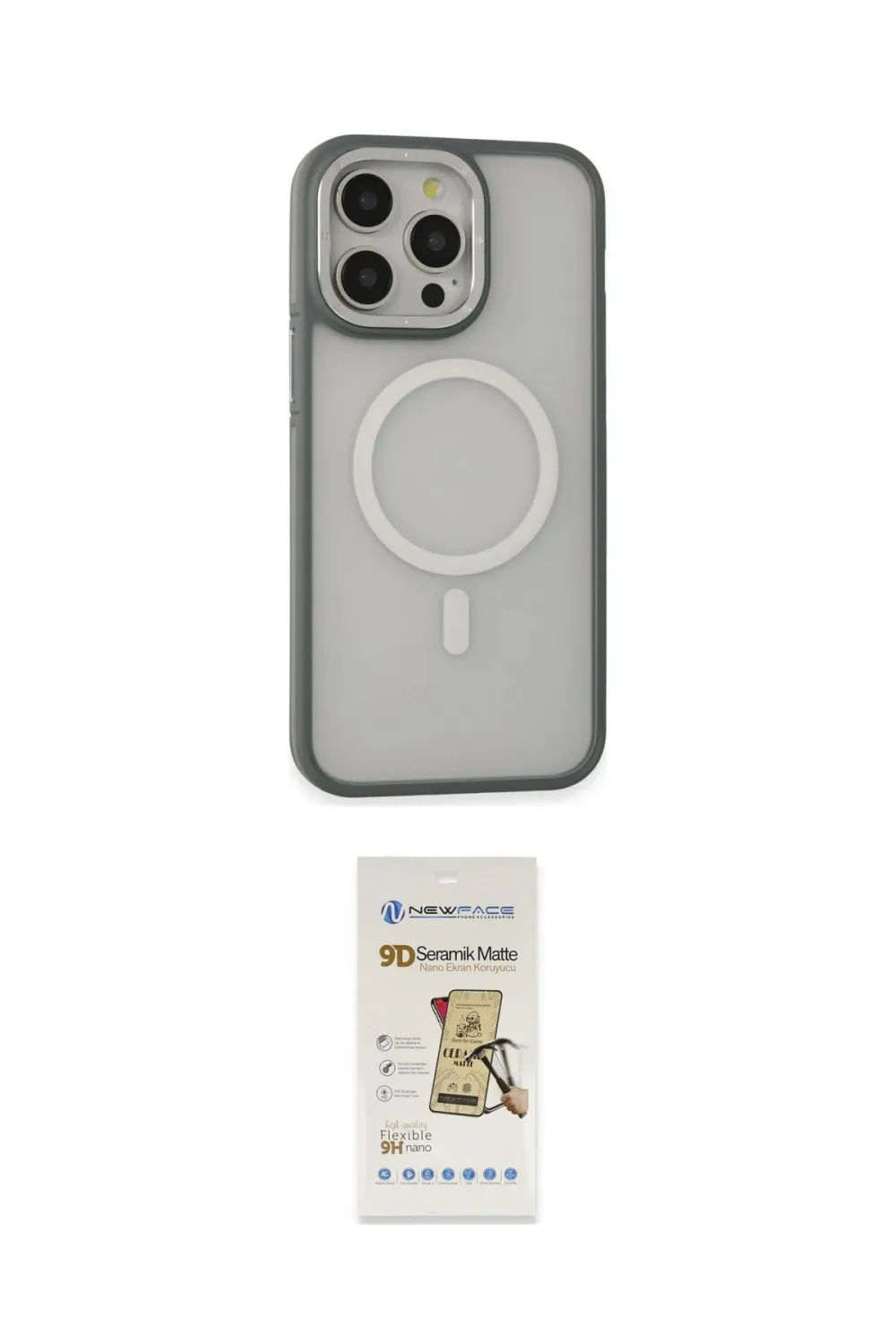 ieg™ iPhone 14 Pro Max Kılıf Ahenk Form Serisi - Siyah Mat Seramik Nano Ekran Koruyucu