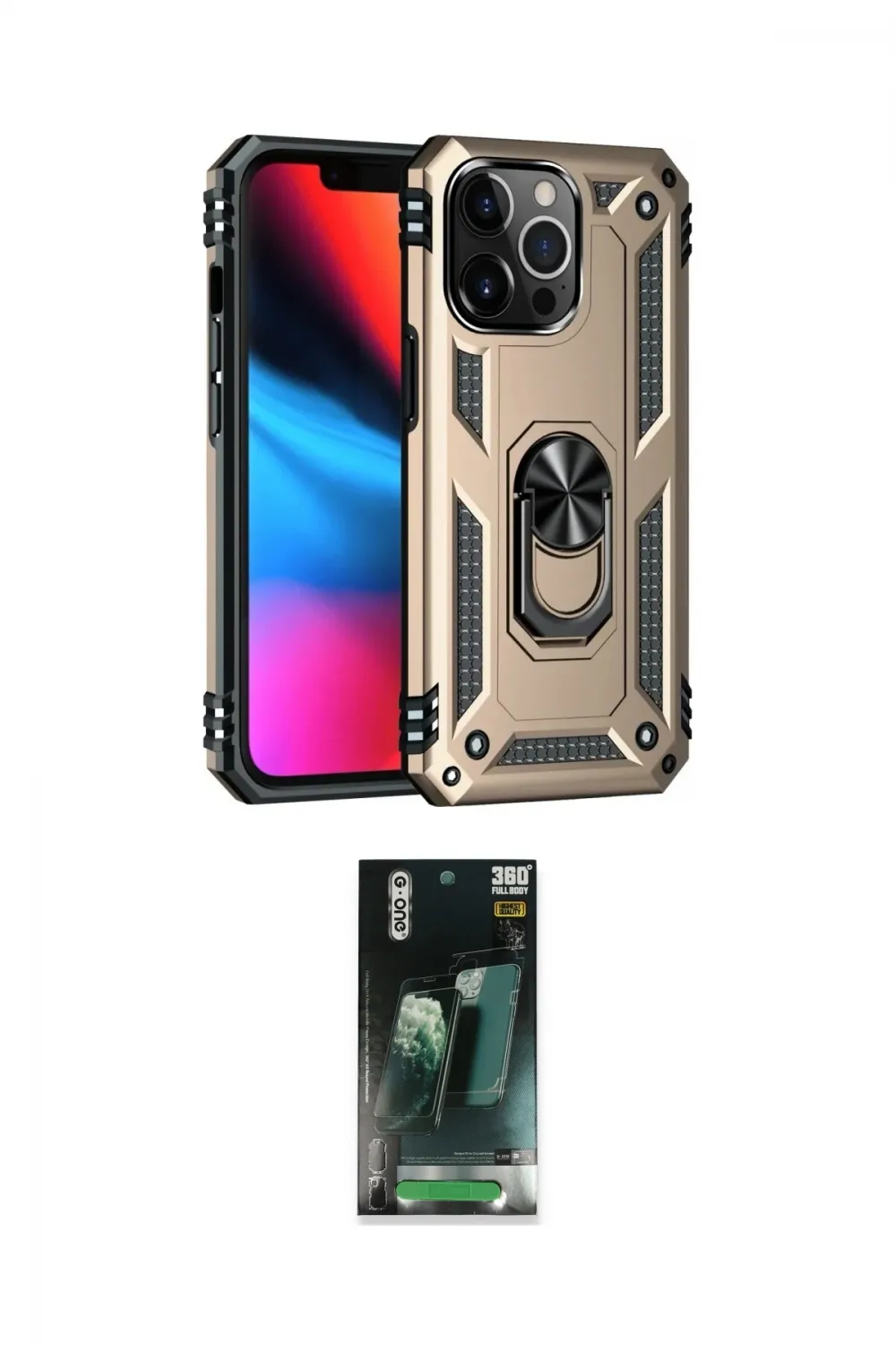 ieg™ iPhone 14 Pro Max Kılıf Ahenk Klasik Koleksiyonu - Şeffaf 360 Full Body Arka Koruyucu