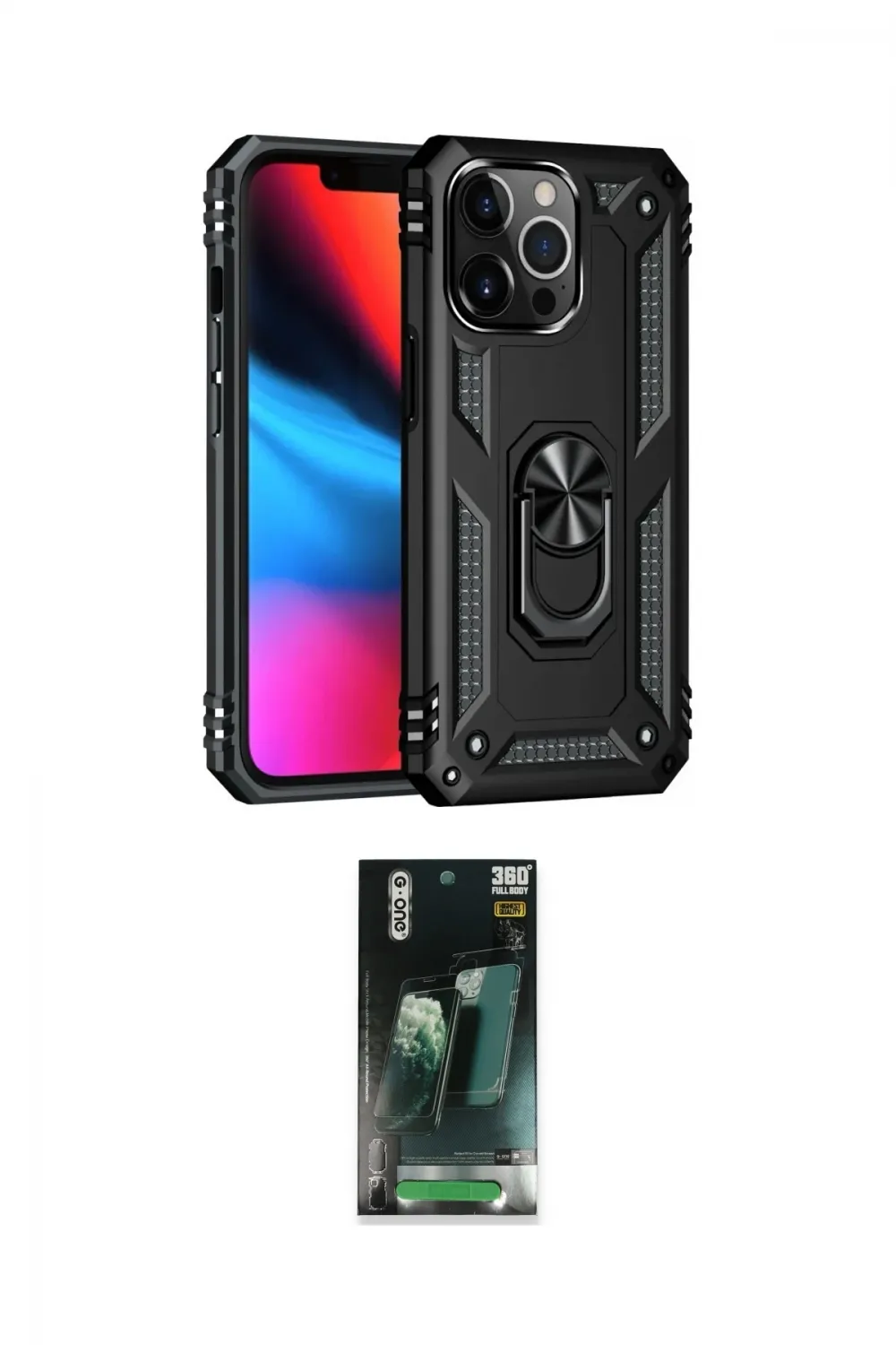 ieg™ iPhone 14 Pro Max Kılıf Ahenk Klasik Koleksiyonu - Şeffaf 360 Full Body Arka Koruyucu