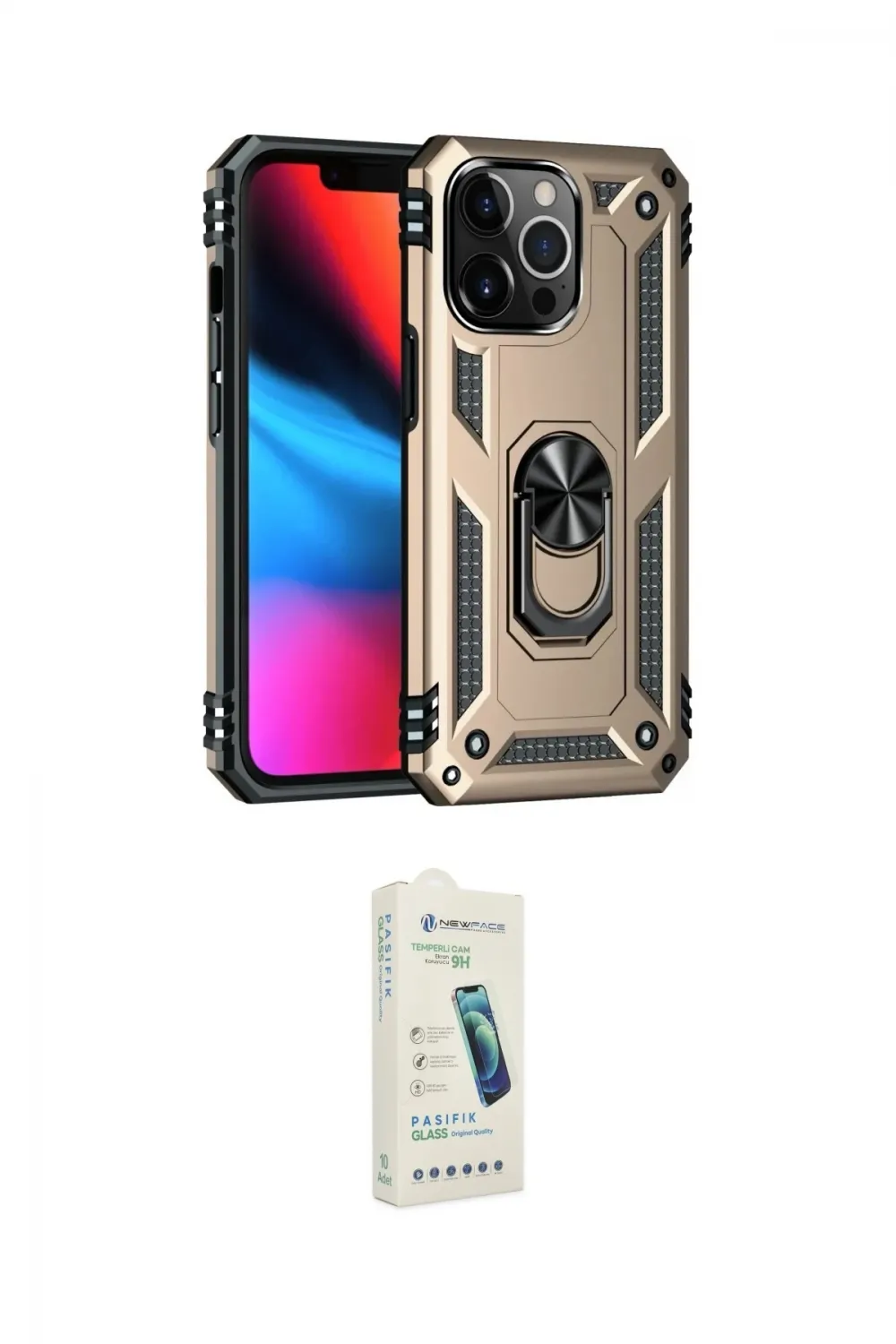 ieg™ iPhone 14 Pro Max Kılıf Ahenk Klasik Koleksiyonu - Şeffaf Pasifik Cam Ekran Koruyucu