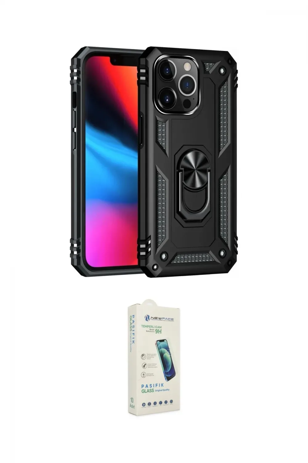 ieg™ iPhone 14 Pro Max Kılıf Ahenk Klasik Koleksiyonu - Şeffaf Pasifik Cam Ekran Koruyucu