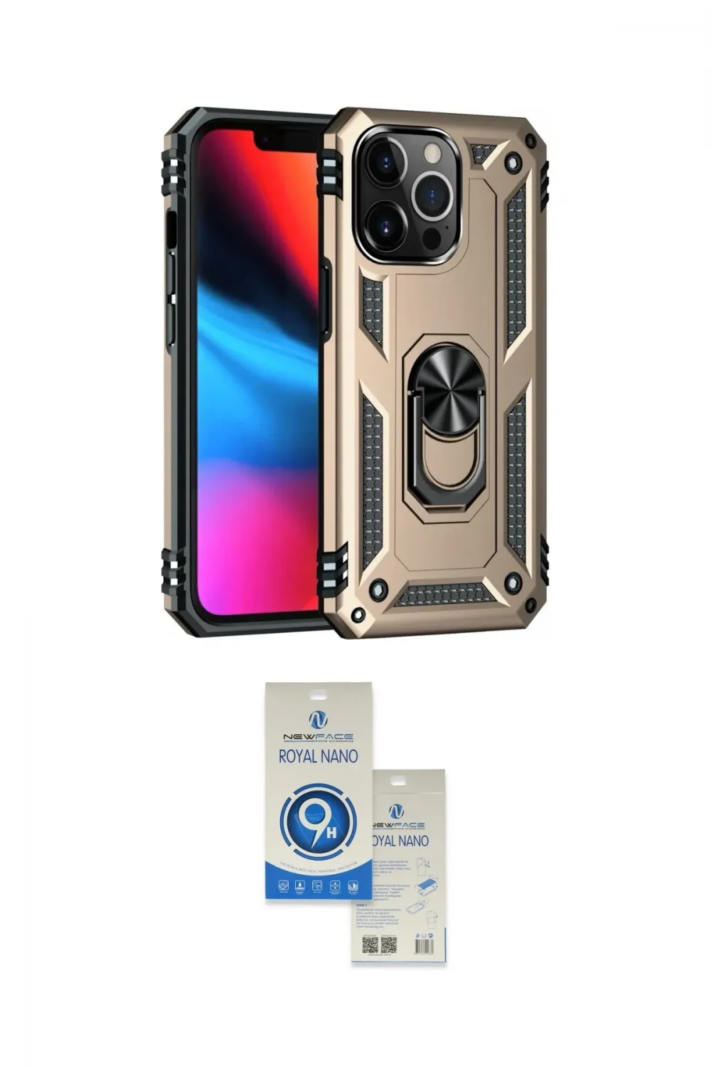 ieg™ iPhone 14 Pro Max Kılıf Ahenk Klasik Koleksiyonu - Şeffaf Royal Nano Ekran Koruyucu