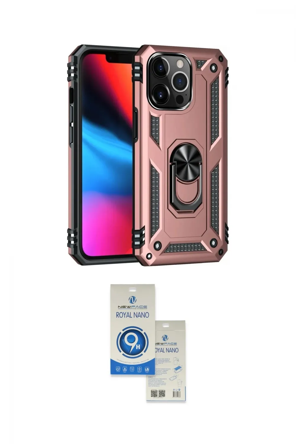 ieg™ iPhone 14 Pro Max Kılıf Ahenk Klasik Koleksiyonu - Şeffaf Royal Nano Ekran Koruyucu