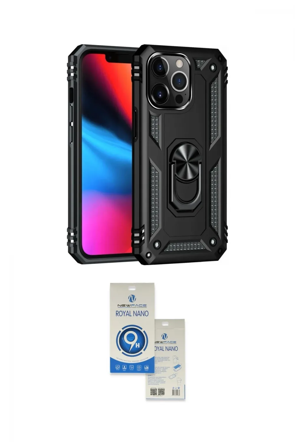 ieg™ iPhone 14 Pro Max Kılıf Ahenk Klasik Koleksiyonu - Şeffaf Royal Nano Ekran Koruyucu