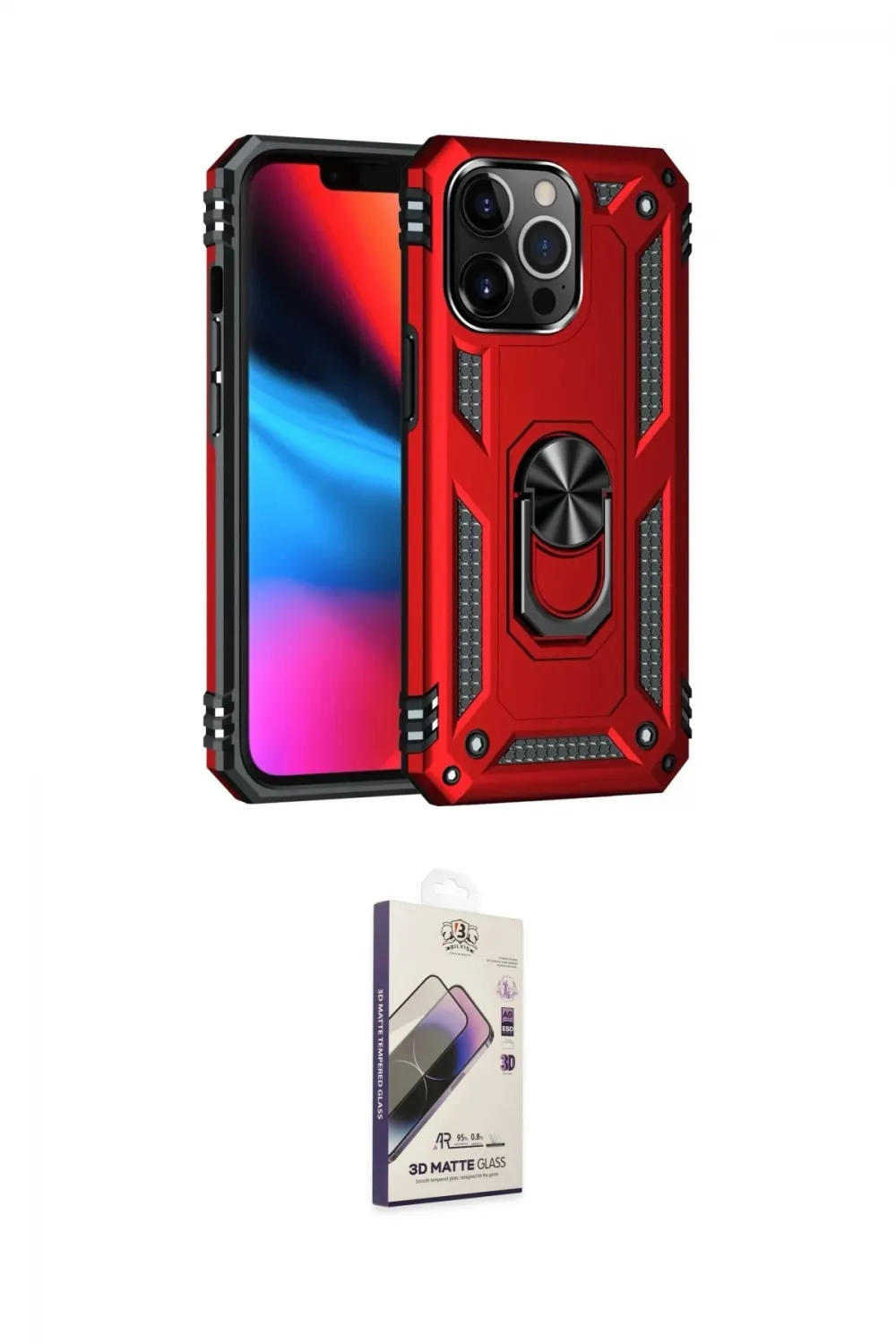 ieg™ iPhone 14 Pro Max Kılıf Ahenk Klasik Koleksiyonu - Siyah Bilvis 3D Mat Cam Ekran Koruyucu