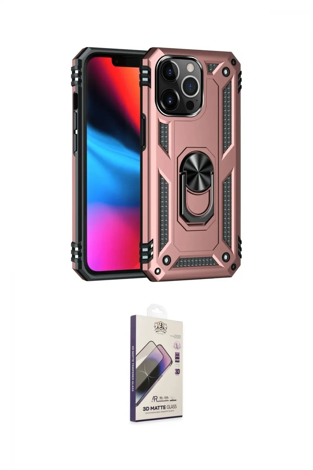 ieg™ iPhone 14 Pro Max Kılıf Ahenk Klasik Koleksiyonu - Siyah Bilvis 3D Mat Cam Ekran Koruyucu