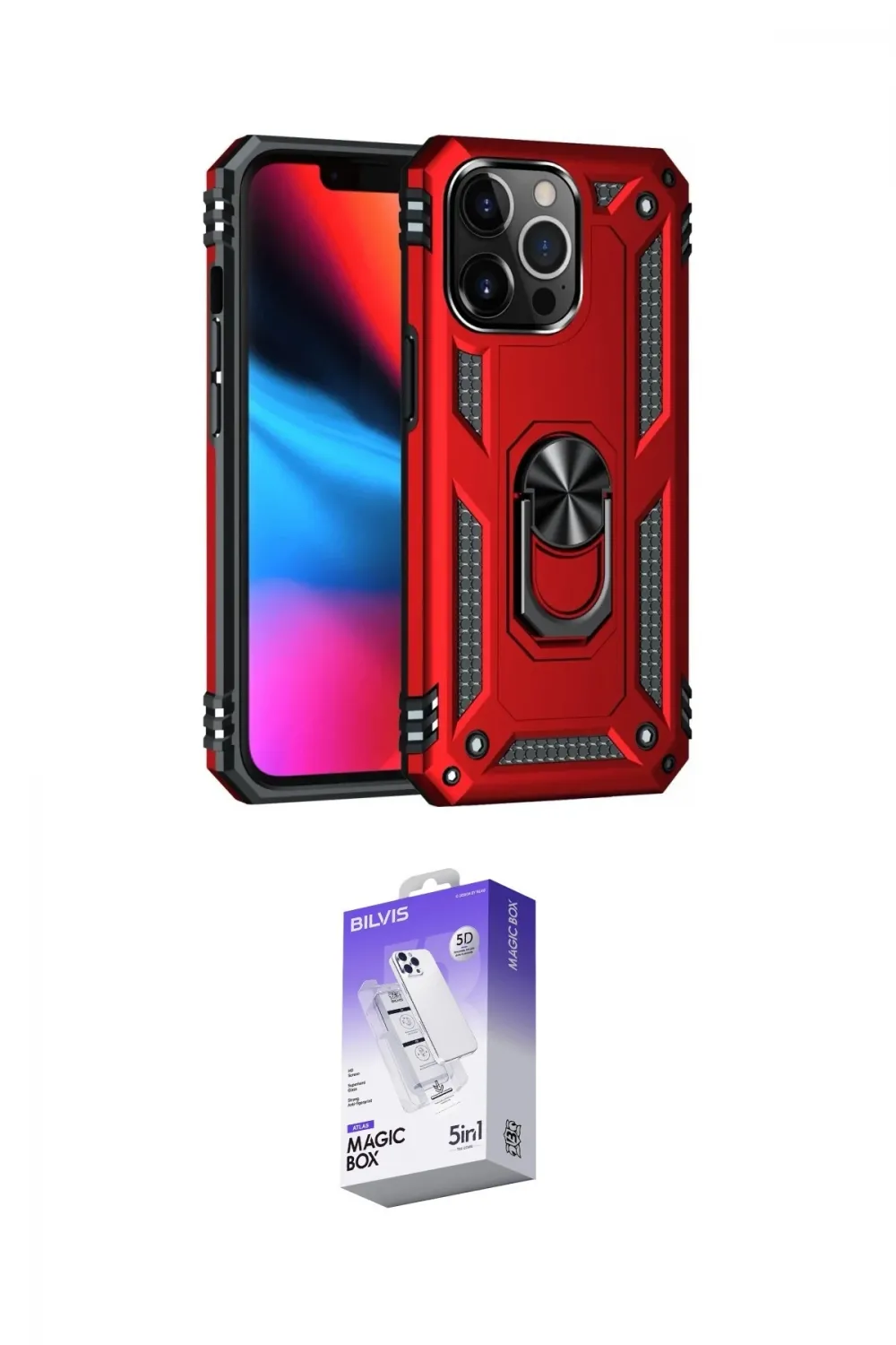 ieg™ iPhone 14 Pro Max Kılıf Ahenk Klasik Koleksiyonu - Siyah Bilvis 5in1 3D Magic Cam Ekran Koruyucu