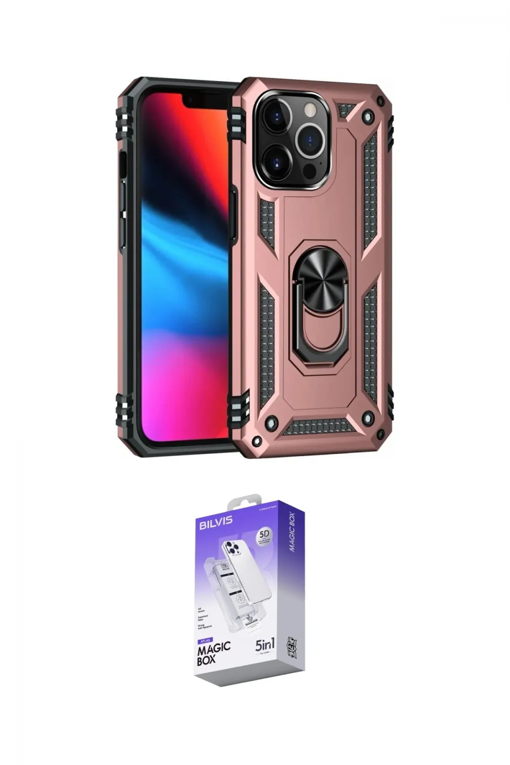 ieg™ iPhone 14 Pro Max Kılıf Ahenk Klasik Koleksiyonu - Siyah Bilvis 5in1 3D Magic Cam Ekran Koruyucu