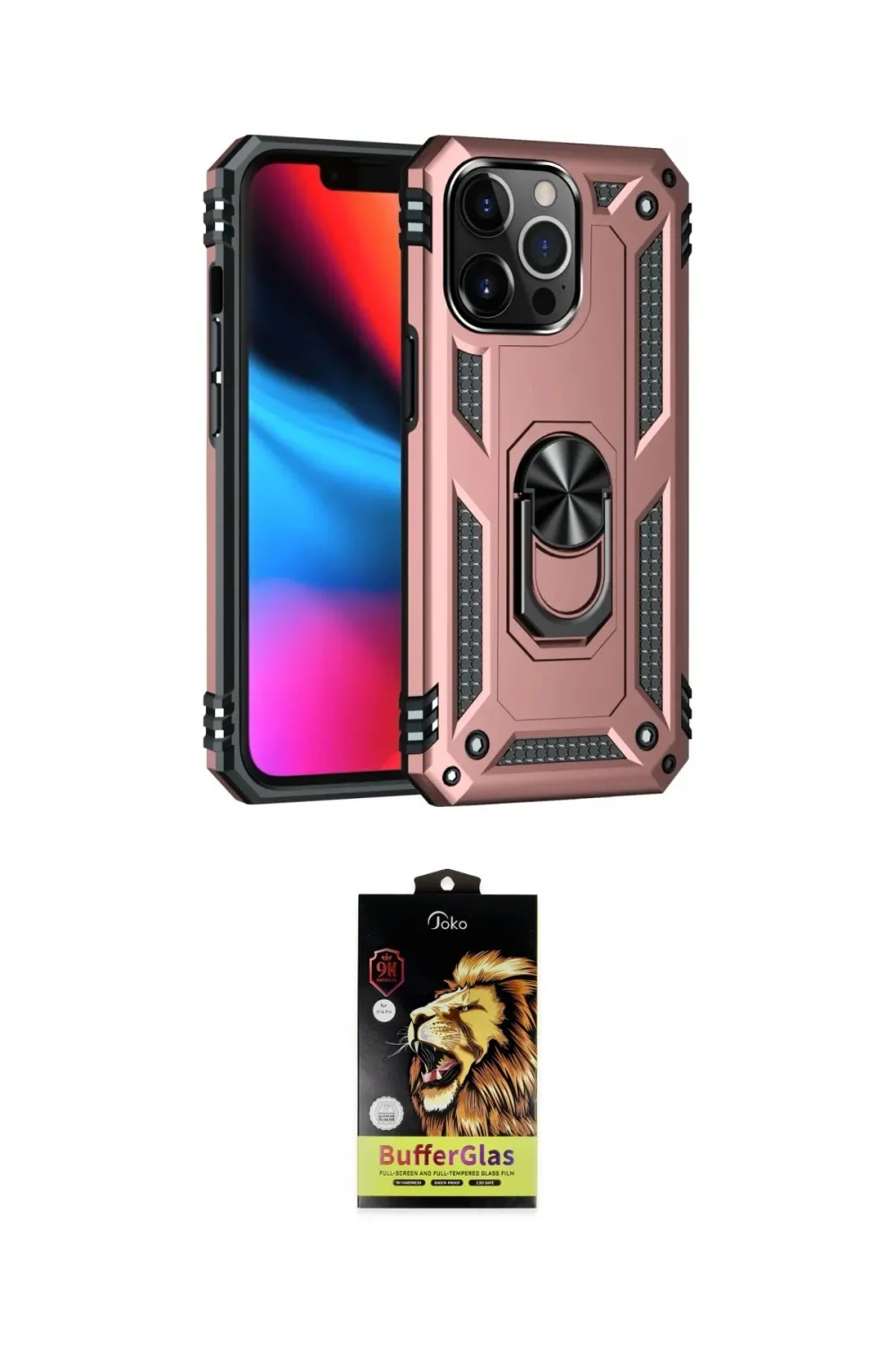 ieg™ iPhone 14 Pro Max Kılıf Ahenk Klasik Koleksiyonu - Siyah Buffer Cam Ekran Koruyucu