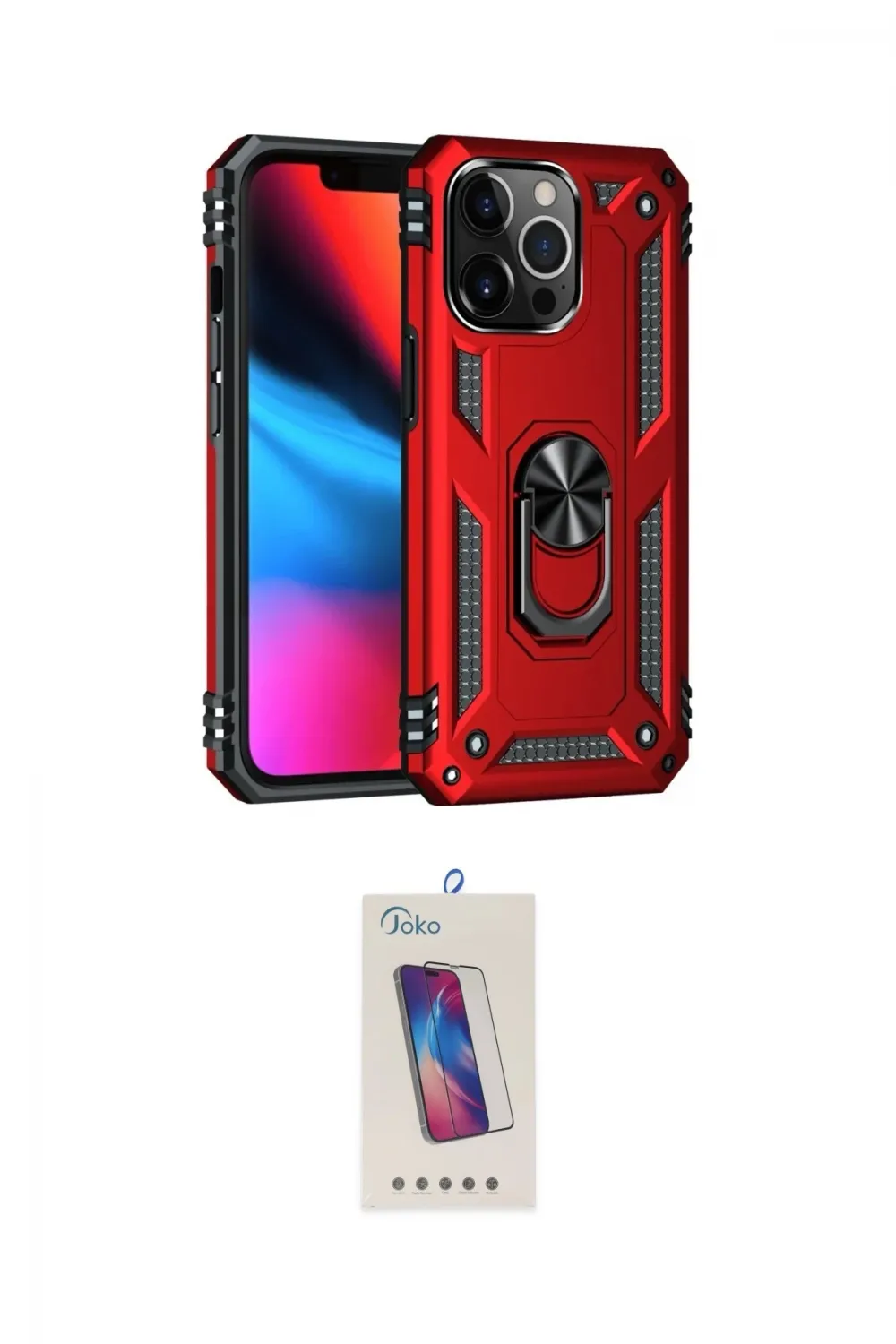ieg™ iPhone 14 Pro Max Kılıf Ahenk Klasik Koleksiyonu - Siyah Joko 5D Cam