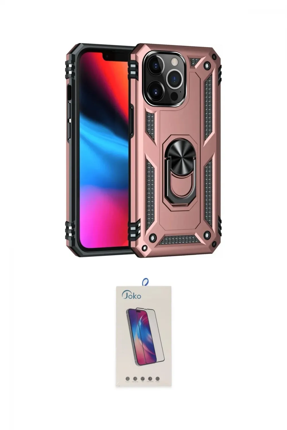ieg™ iPhone 14 Pro Max Kılıf Ahenk Klasik Koleksiyonu - Siyah Joko 5D Cam