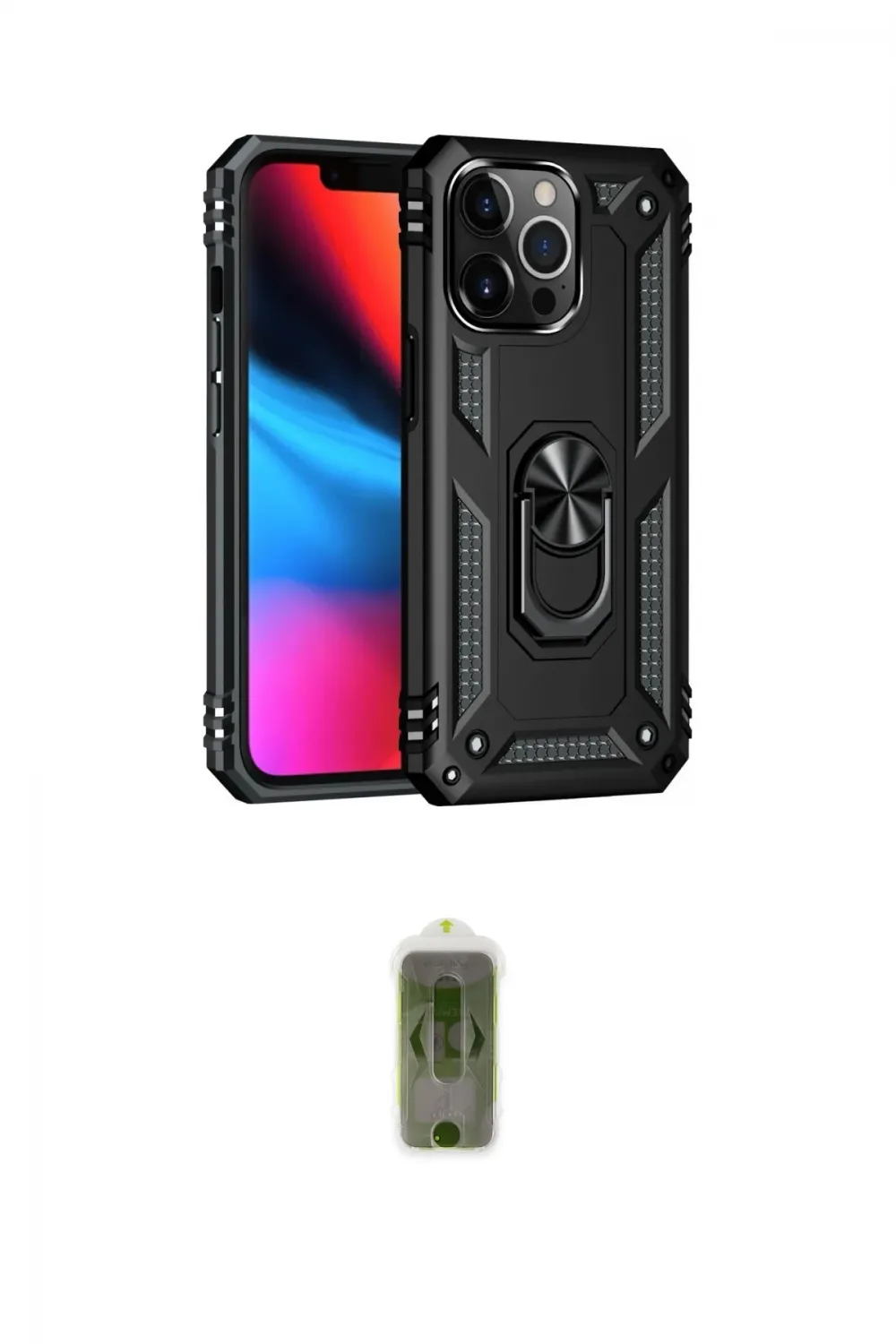 ieg™ iPhone 14 Pro Max Kılıf Ahenk Klasik Koleksiyonu - Siyah Joko Magic 5D Hayalet Cam