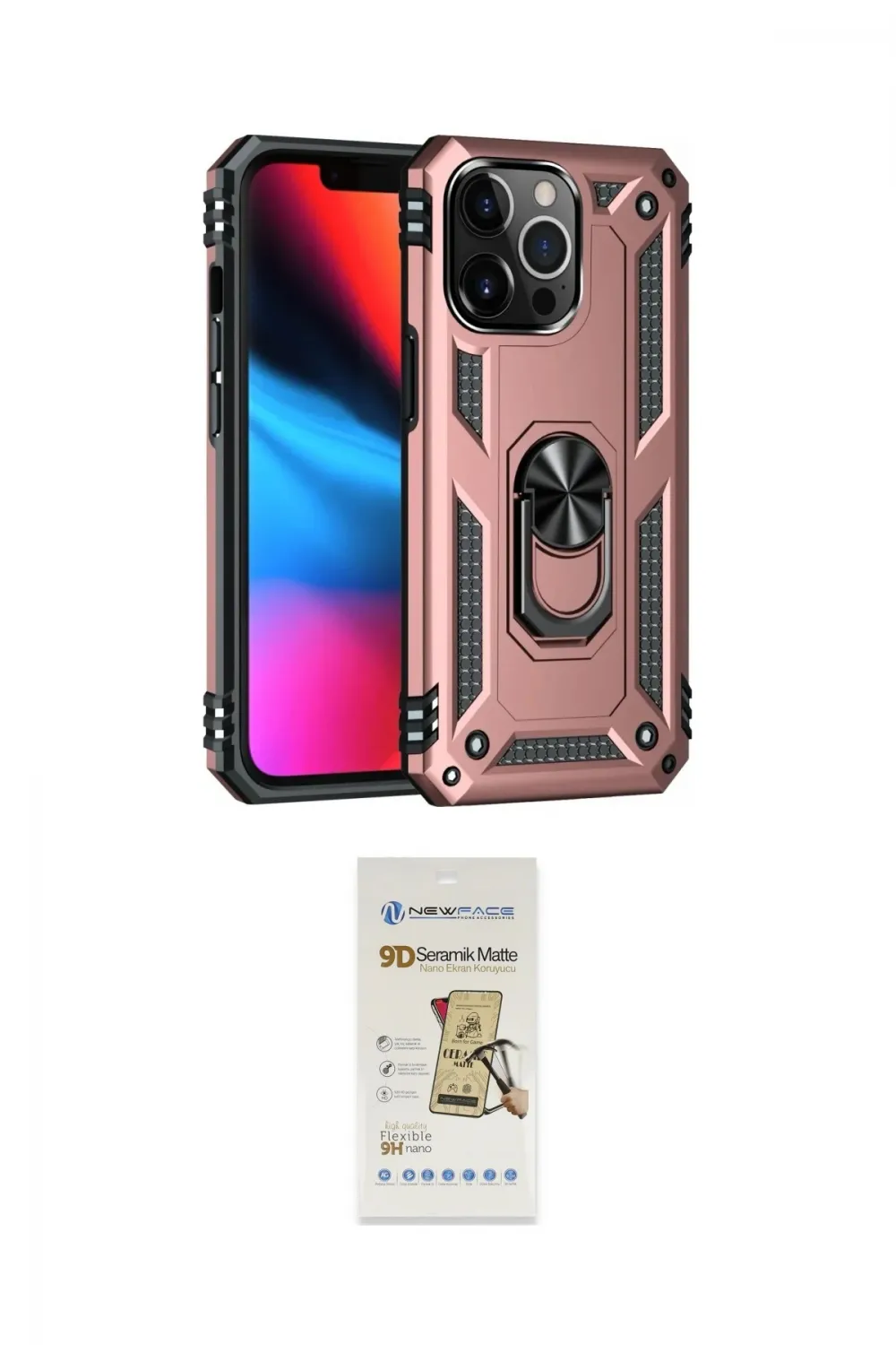 ieg™ iPhone 14 Pro Max Kılıf Ahenk Klasik Koleksiyonu - Siyah Mat Seramik Nano Ekran Koruyucu