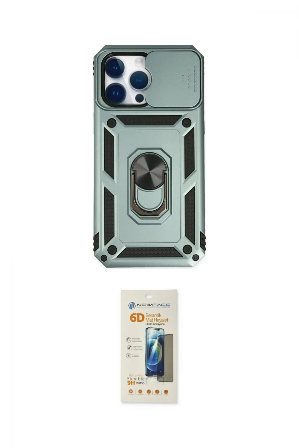 ieg™ iPhone 14 Pro Max Kılıf Ahenk Klasik - Siyah 6D Mat Seramik Hayalet Nano Ekran Koruyucu