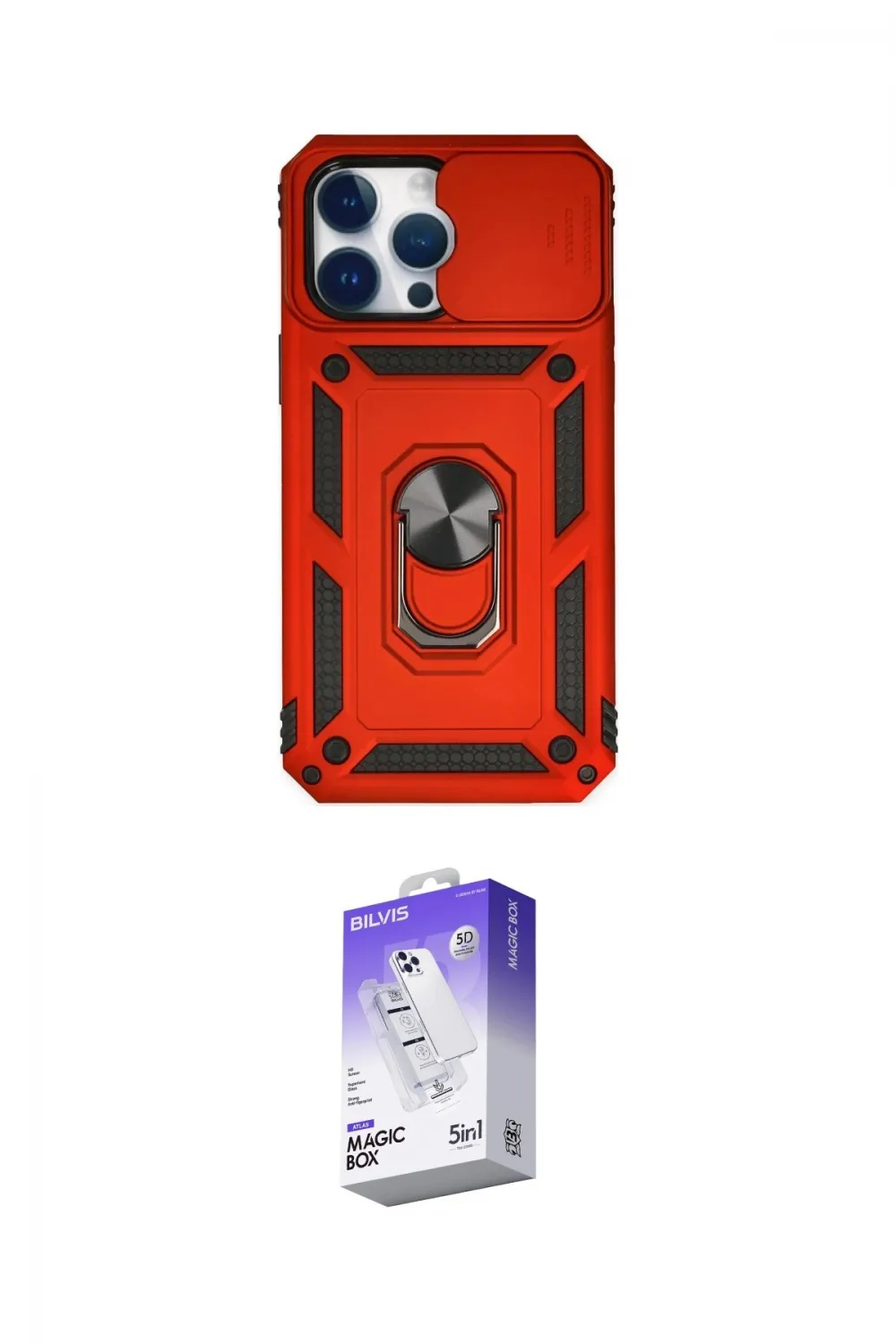 ieg™ iPhone 14 Pro Max Kılıf Ahenk Klasik - Siyah Bilvis 5in1 3D Magic Cam Ekran Koruyucu