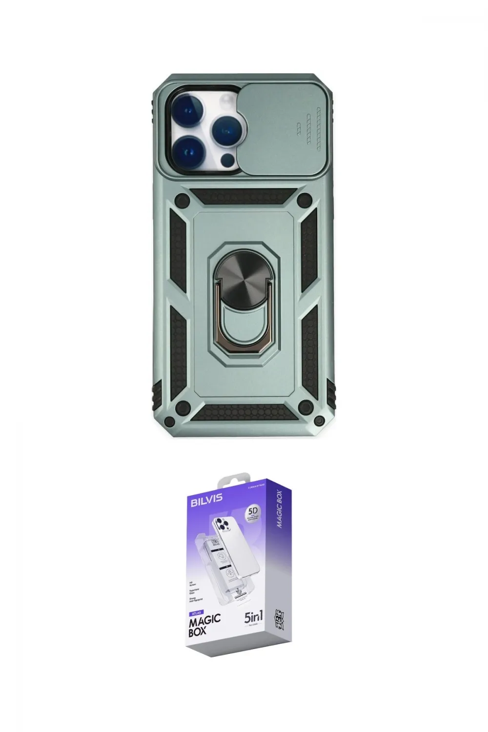 ieg™ iPhone 14 Pro Max Kılıf Ahenk Klasik - Siyah Bilvis 5in1 3D Magic Cam Ekran Koruyucu