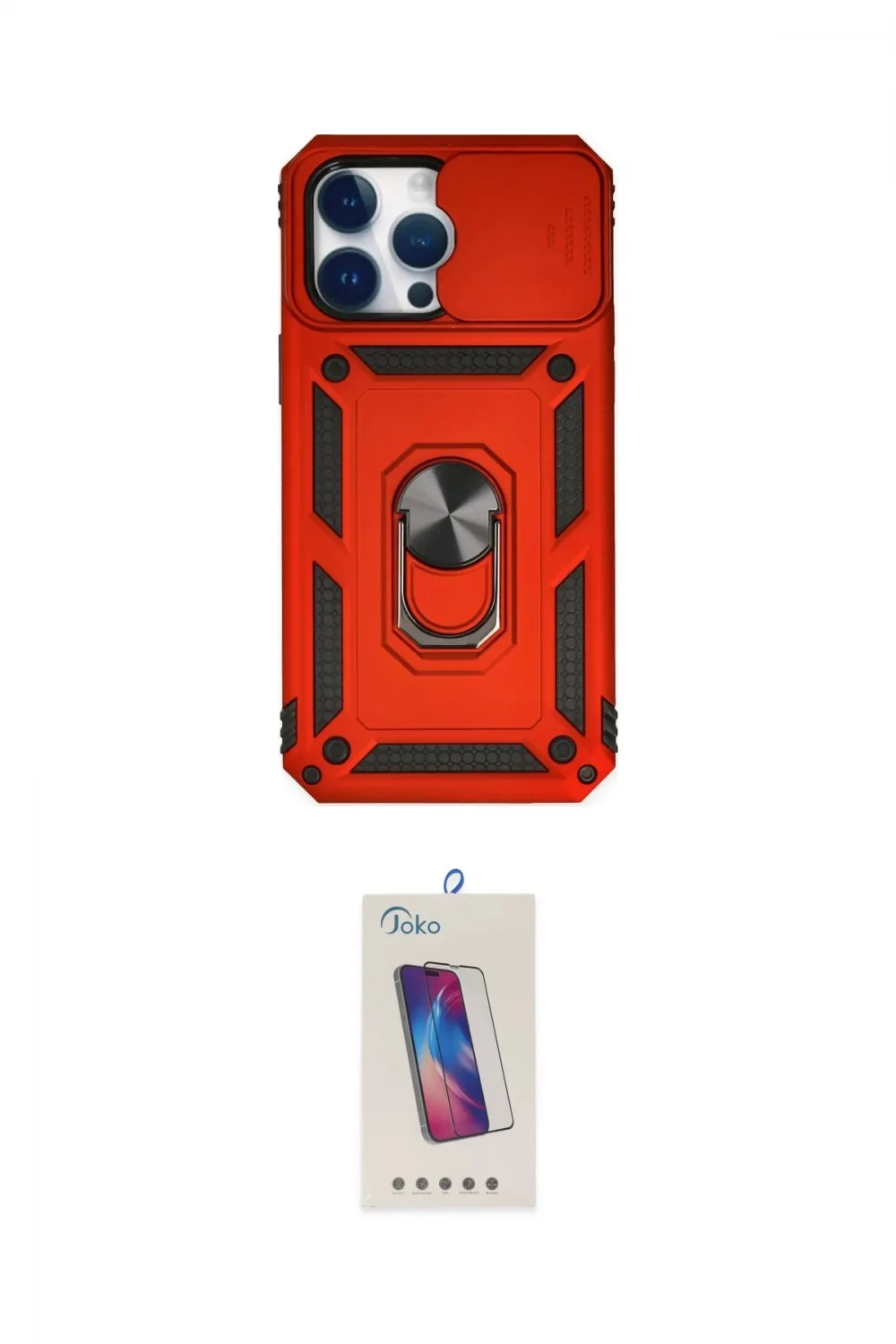 ieg™ iPhone 14 Pro Max Kılıf Ahenk Klasik - Siyah Joko 5D Cam