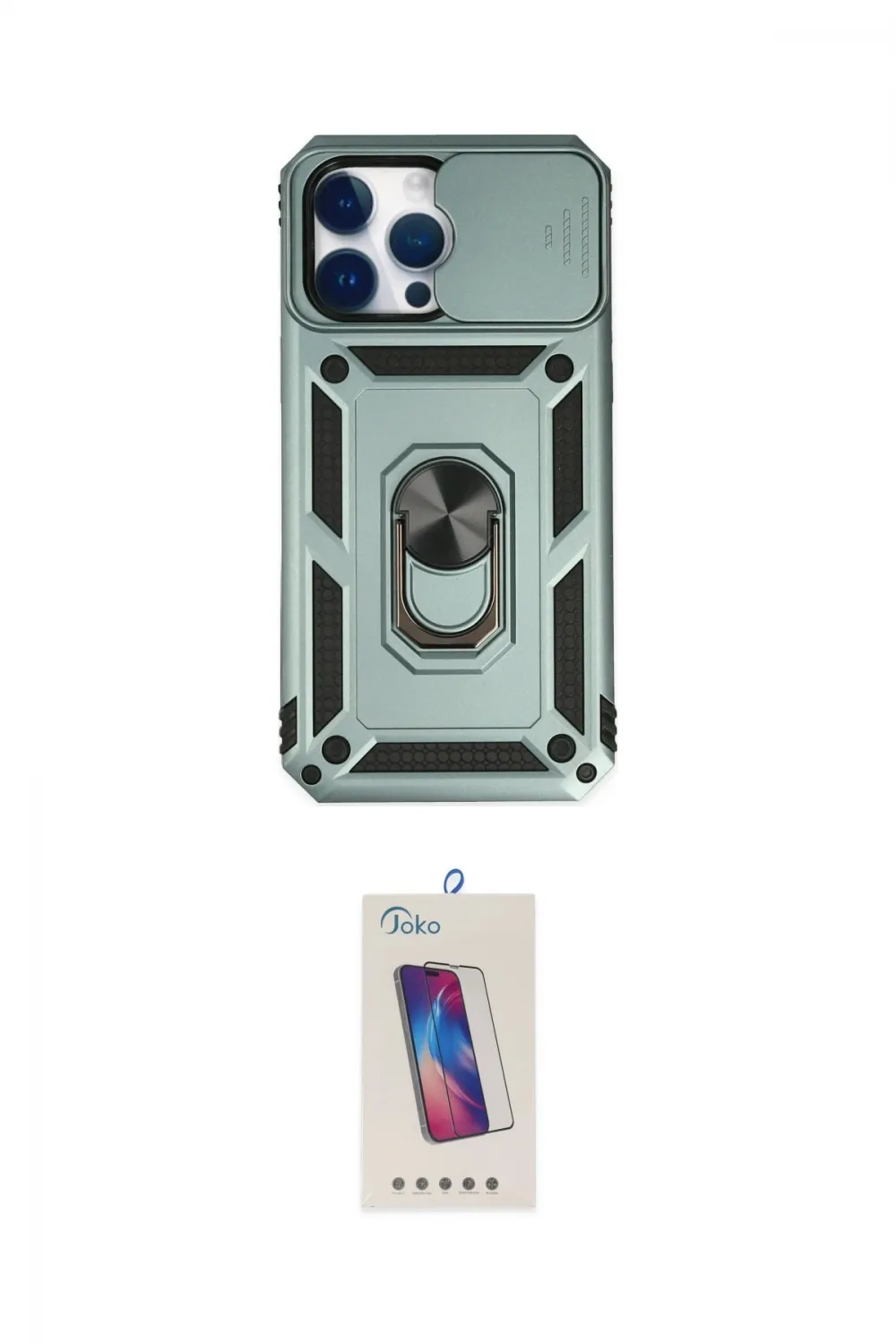 ieg™ iPhone 14 Pro Max Kılıf Ahenk Klasik - Siyah Joko 5D Cam