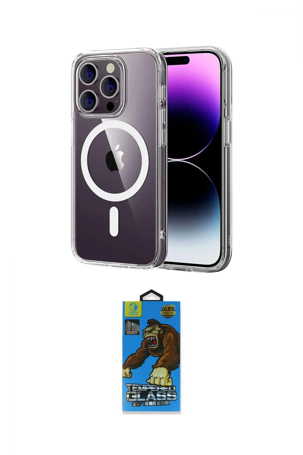 ieg™ iPhone 14 Pro Max Kılıf Ahenk Minimal Serisi - Siyah 18D Cam Ekran Koruyucu