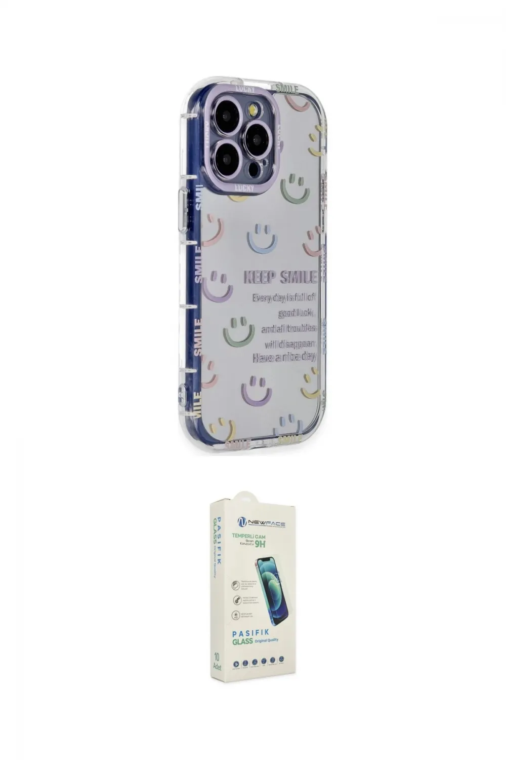 ieg™ iPhone 14 Pro Max Kılıf Ahenk Modern Serisi - Şeffaf Pasifik Cam Ekran Koruyucu