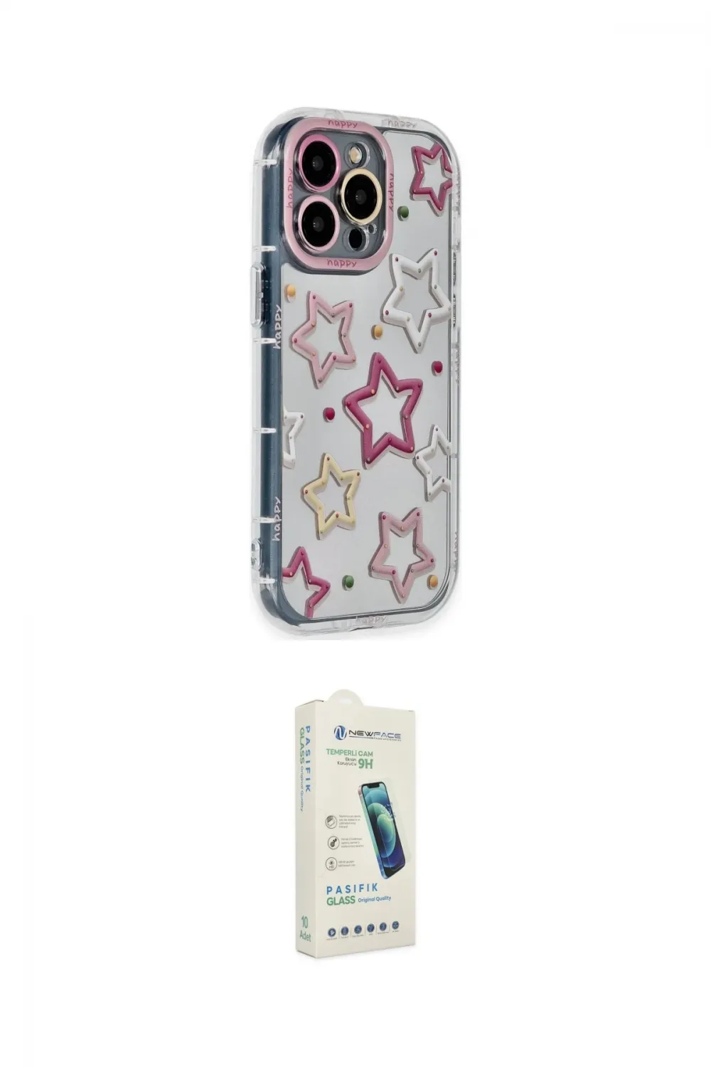 ieg™ iPhone 14 Pro Max Kılıf Ahenk Modern Serisi - Şeffaf Pasifik Cam Ekran Koruyucu