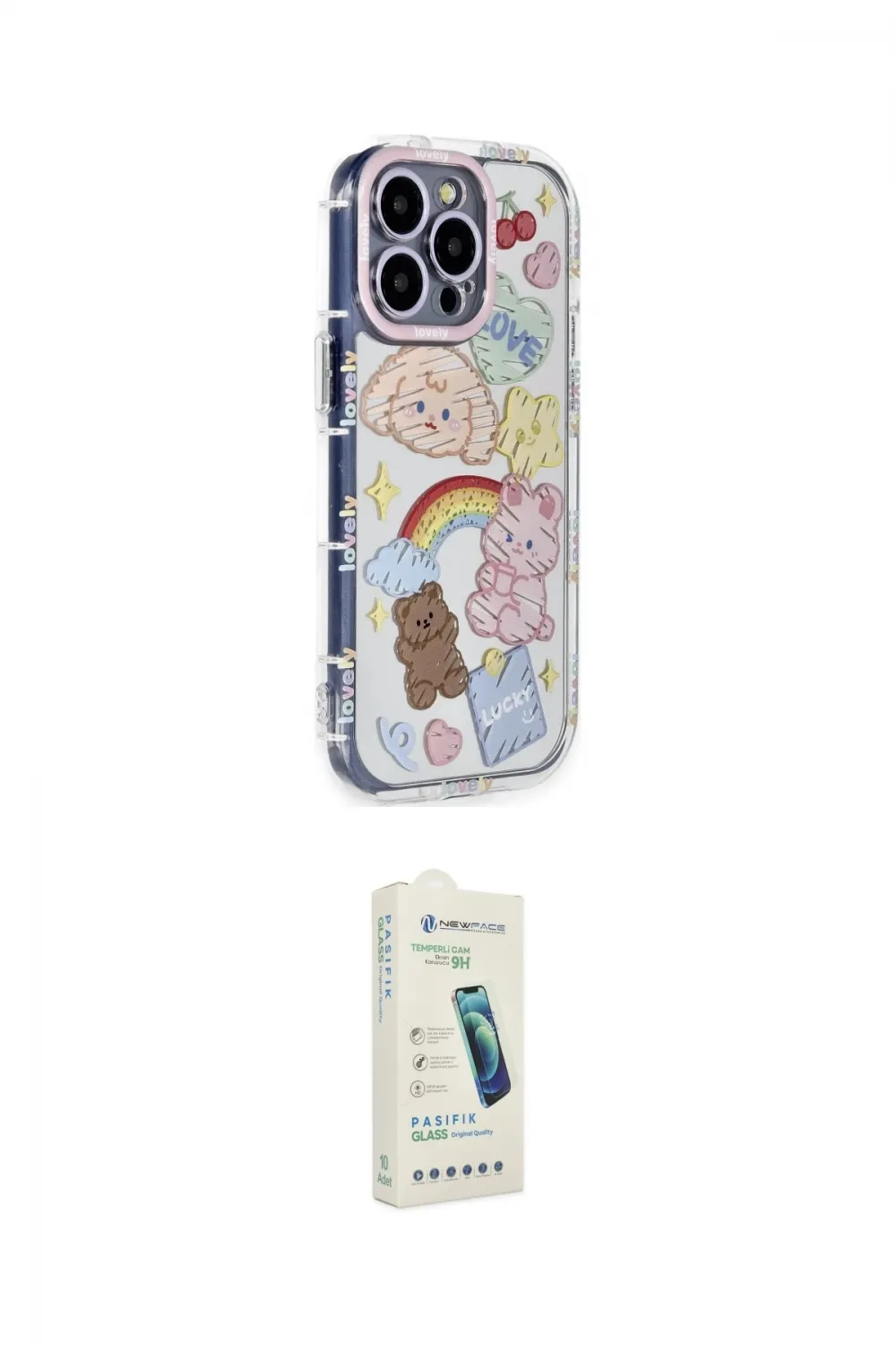 ieg™ iPhone 14 Pro Max Kılıf Ahenk Modern Serisi - Şeffaf Pasifik Cam Ekran Koruyucu