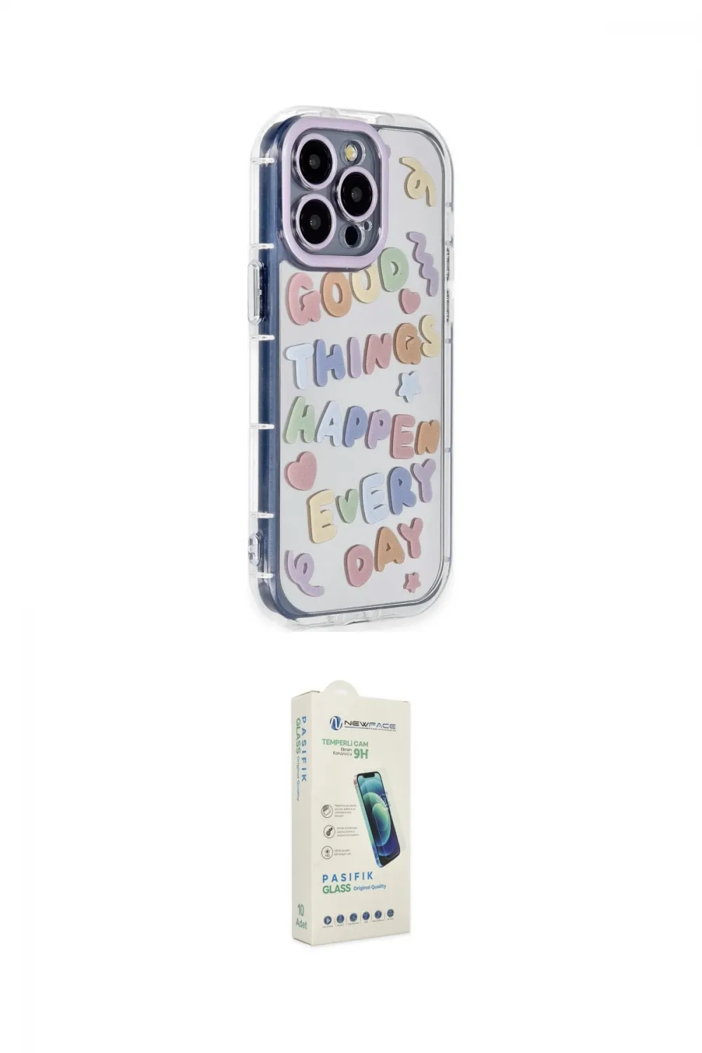 ieg™ iPhone 14 Pro Max Kılıf Ahenk Modern Serisi - Şeffaf Pasifik Cam Ekran Koruyucu