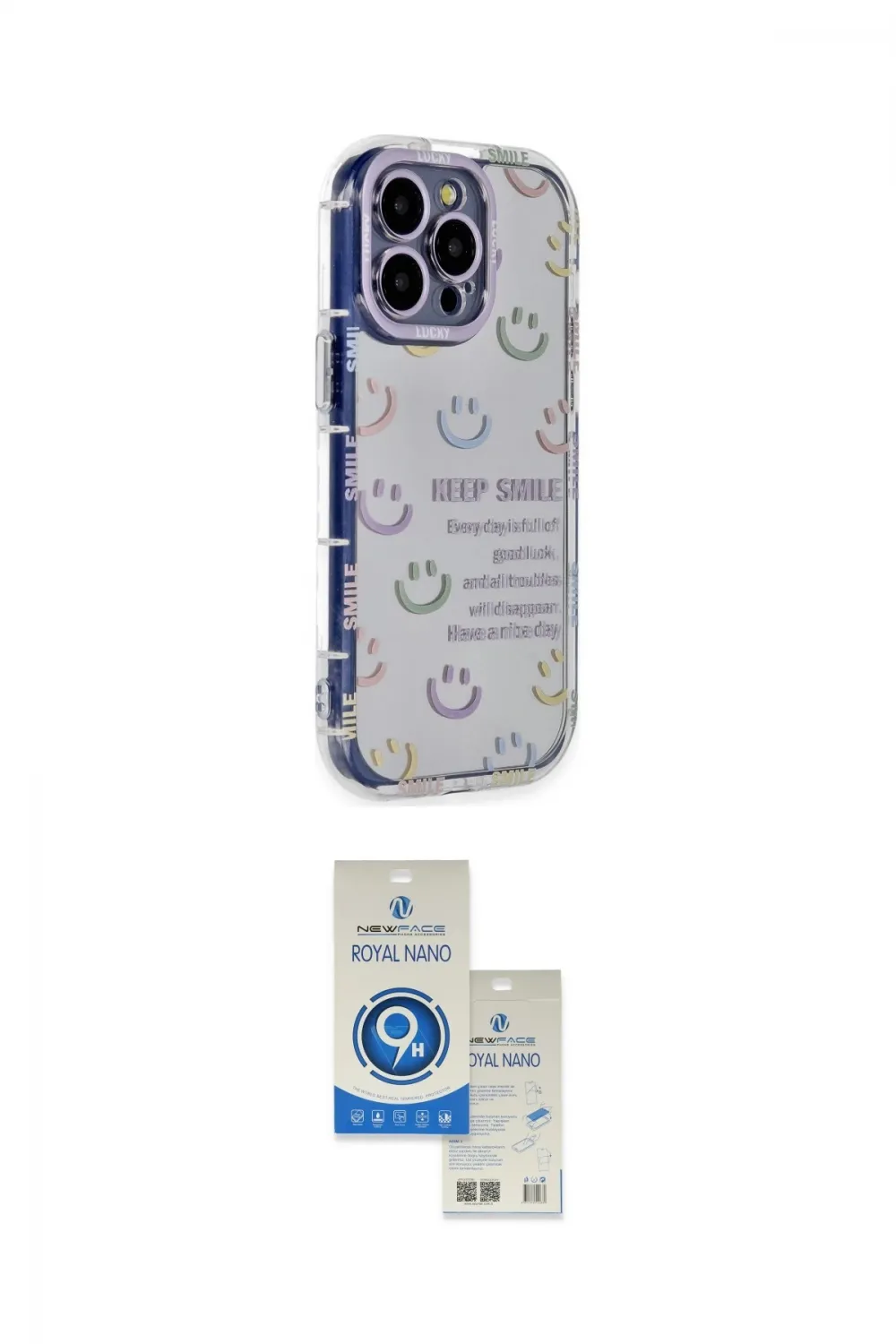 ieg™ iPhone 14 Pro Max Kılıf Ahenk Modern Serisi - Şeffaf Royal Nano Ekran Koruyucu