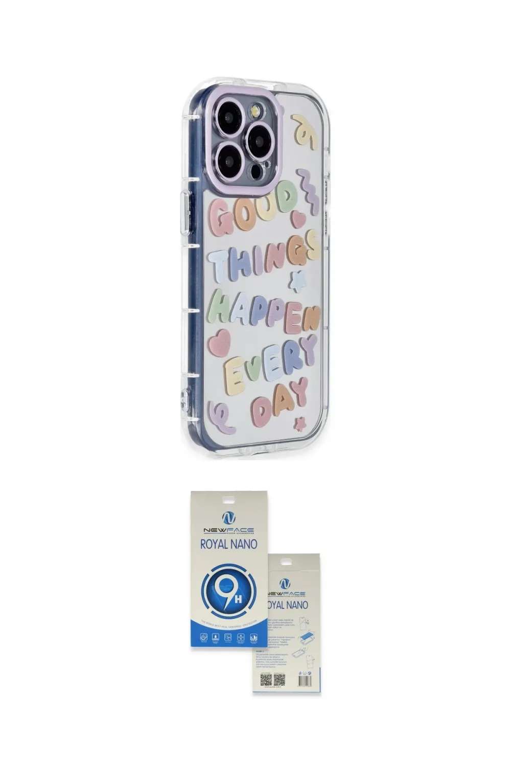 ieg™ iPhone 14 Pro Max Kılıf Ahenk Modern Serisi - Şeffaf Royal Nano Ekran Koruyucu