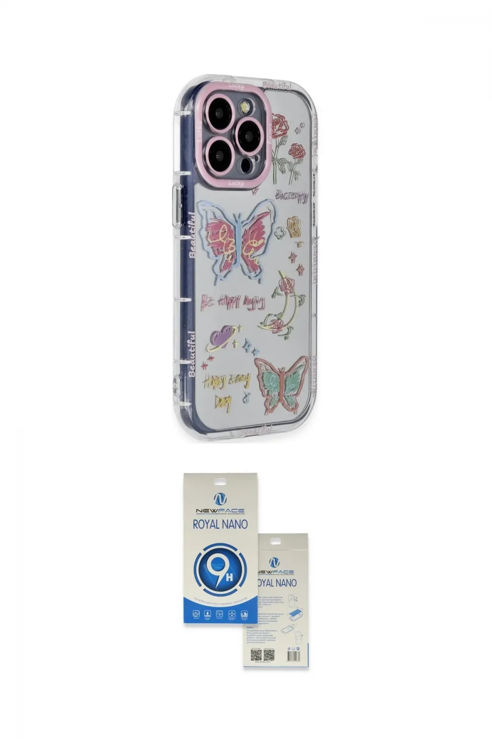 ieg™ iPhone 14 Pro Max Kılıf Ahenk Modern Serisi - Şeffaf Royal Nano Ekran Koruyucu