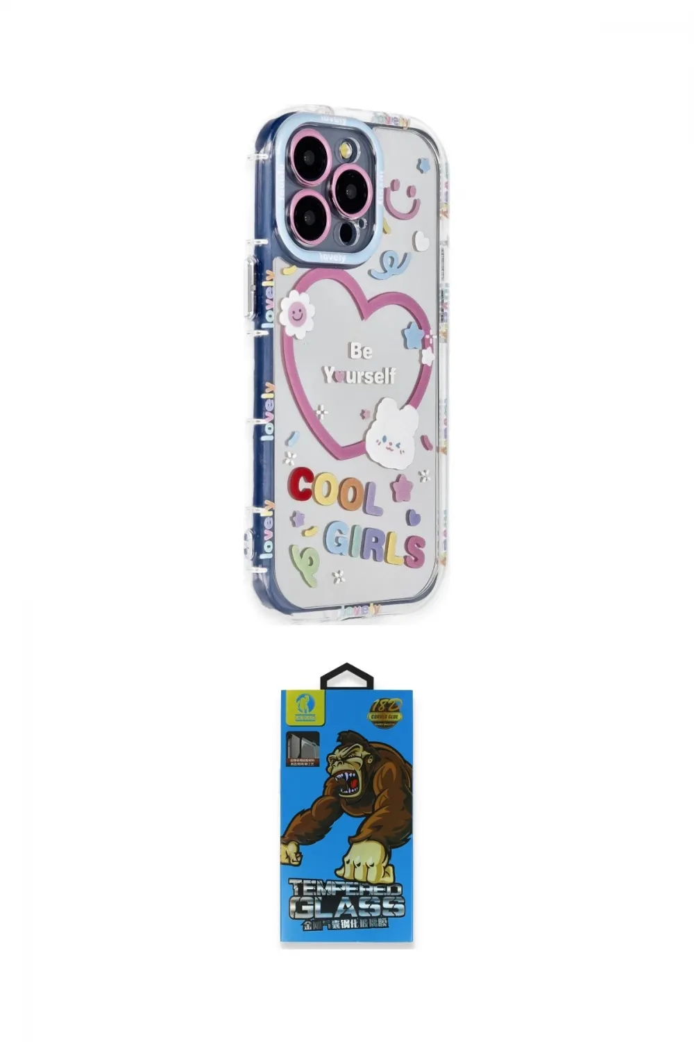 ieg™ iPhone 14 Pro Max Kılıf Ahenk Modern Serisi - Siyah 18D Cam Ekran Koruyucu