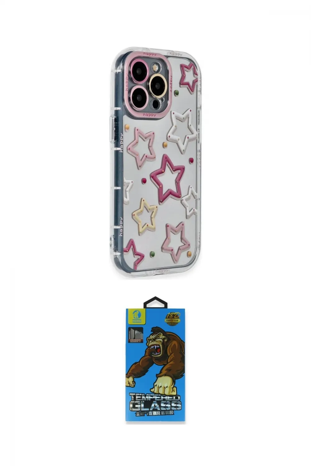 ieg™ iPhone 14 Pro Max Kılıf Ahenk Modern Serisi - Siyah 18D Cam Ekran Koruyucu