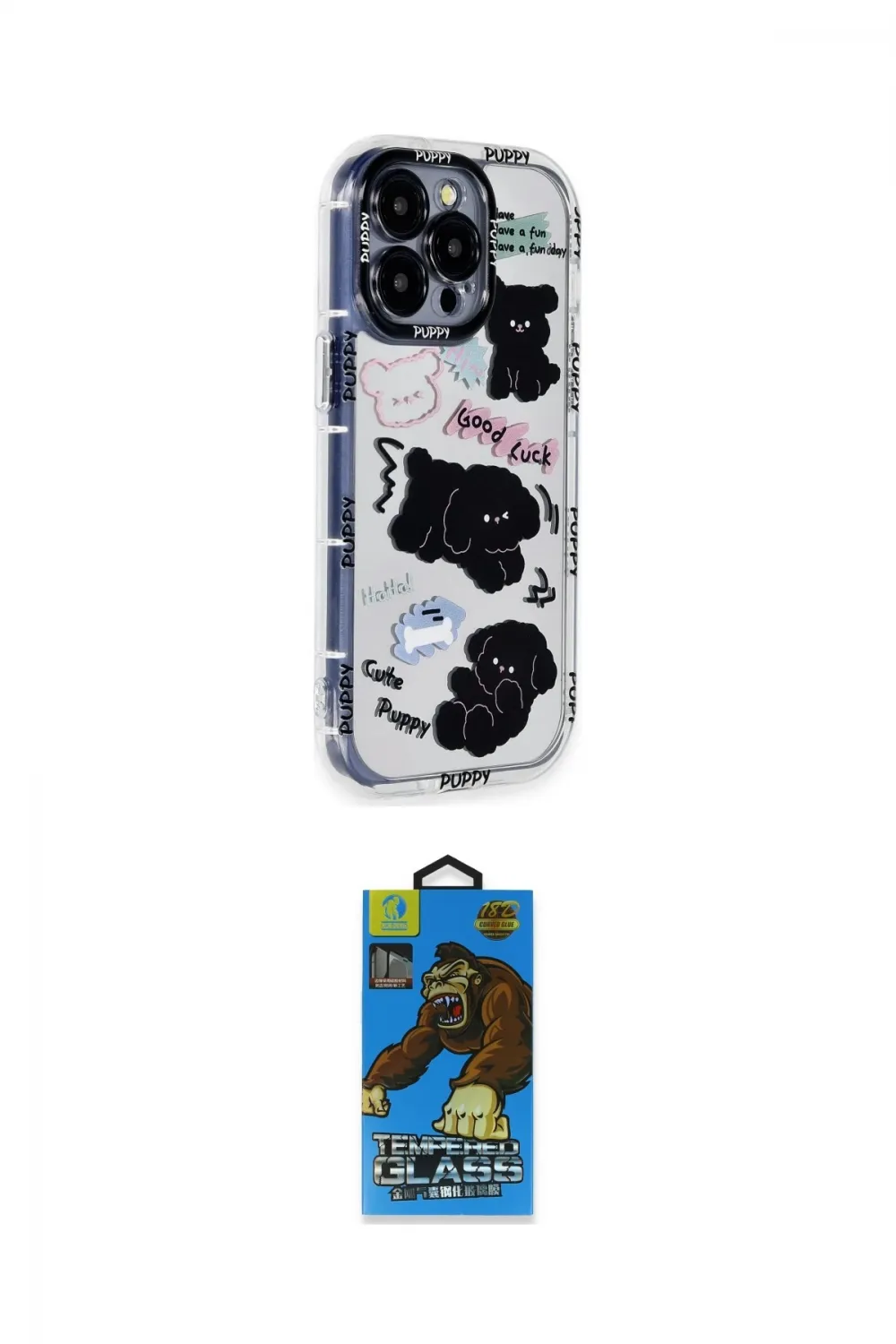 ieg™ iPhone 14 Pro Max Kılıf Ahenk Modern Serisi - Siyah 18D Cam Ekran Koruyucu