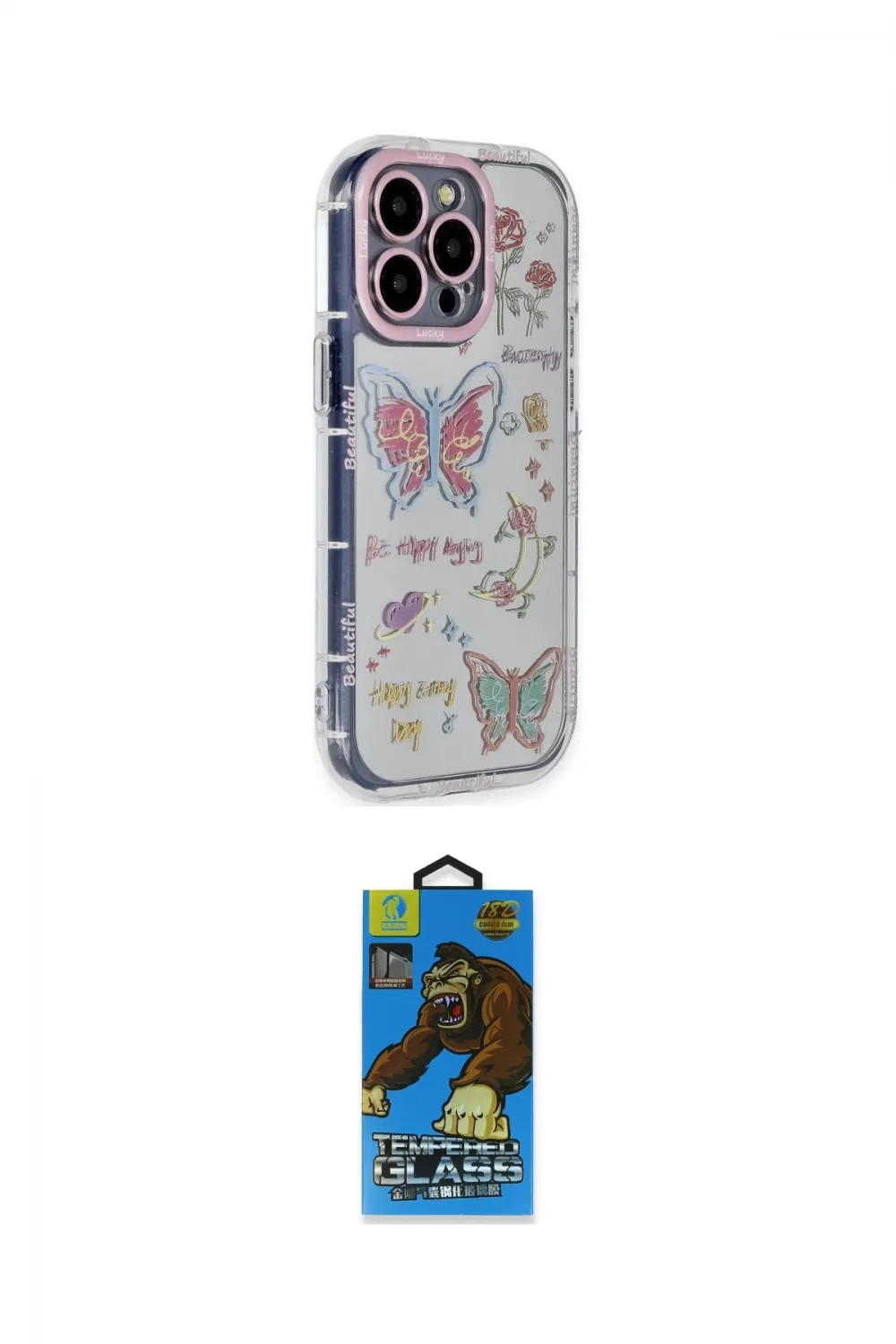 ieg™ iPhone 14 Pro Max Kılıf Ahenk Modern Serisi - Siyah 18D Cam Ekran Koruyucu