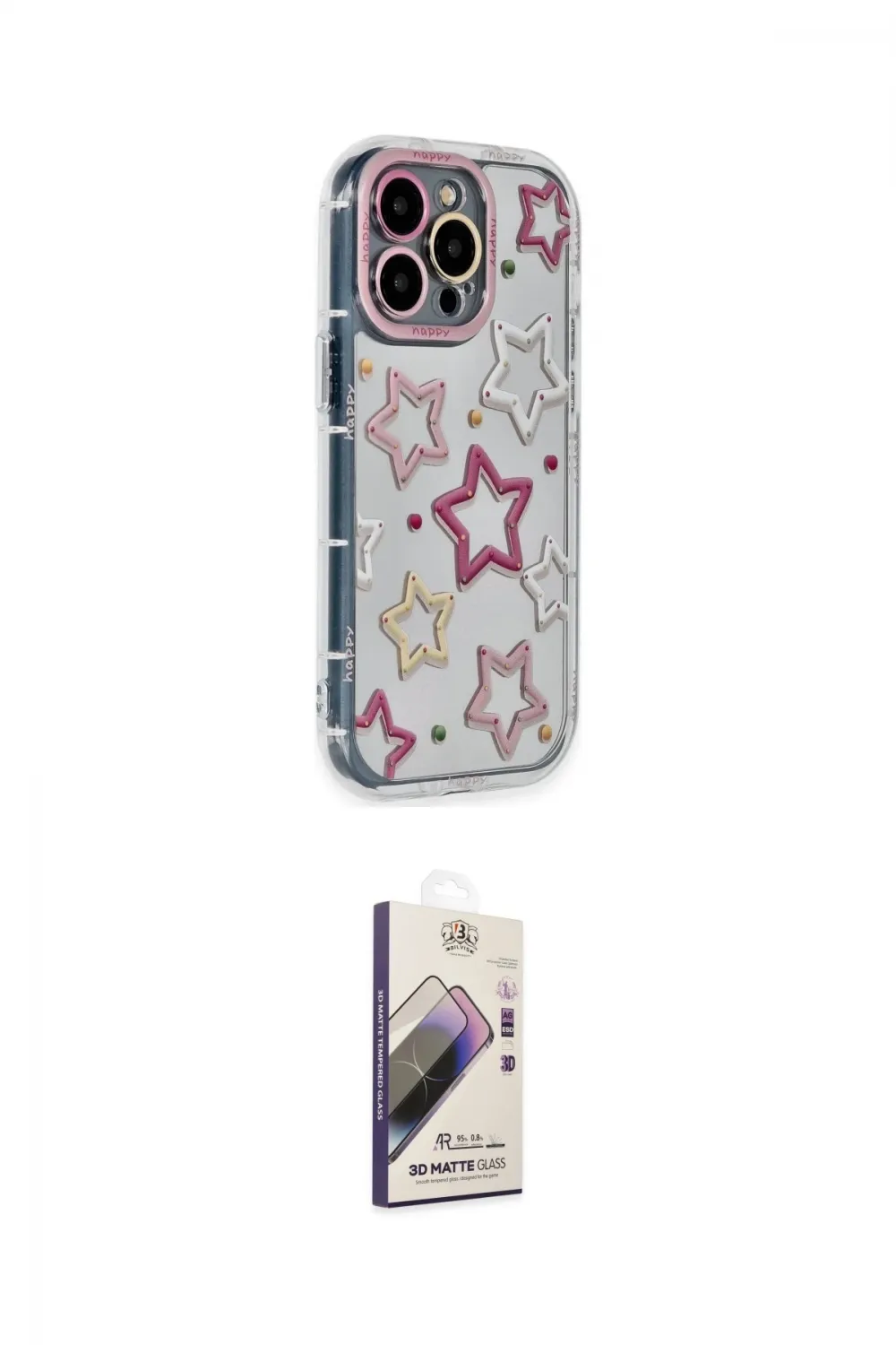 ieg™ iPhone 14 Pro Max Kılıf Ahenk Modern Serisi - Siyah Bilvis 3D Mat Cam Ekran Koruyucu