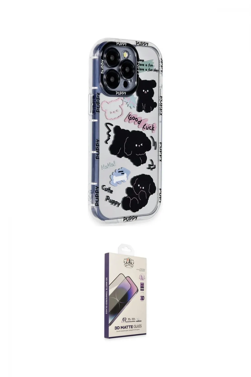 ieg™ iPhone 14 Pro Max Kılıf Ahenk Modern Serisi - Siyah Bilvis 3D Mat Cam Ekran Koruyucu