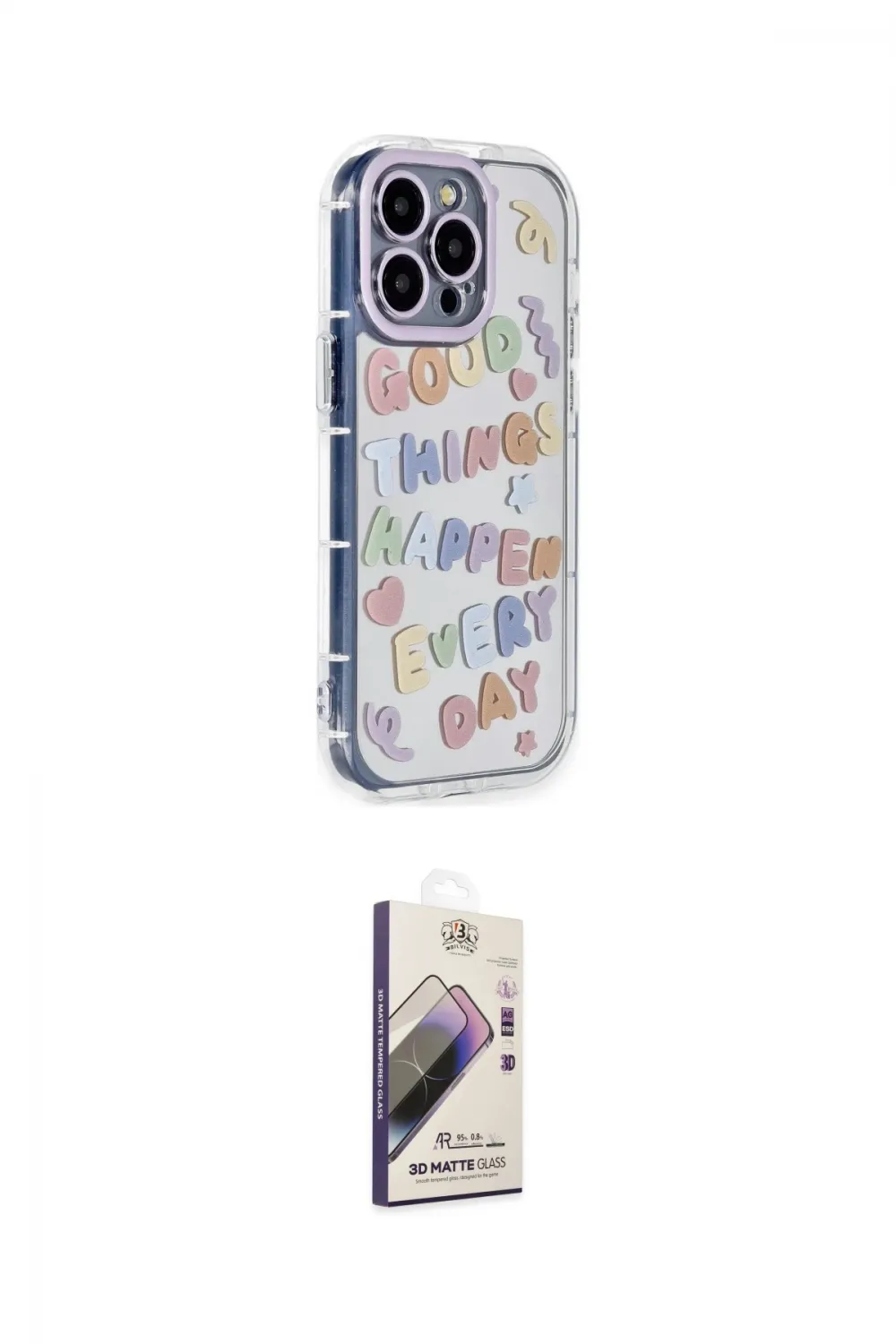 ieg™ iPhone 14 Pro Max Kılıf Ahenk Modern Serisi - Siyah Bilvis 3D Mat Cam Ekran Koruyucu