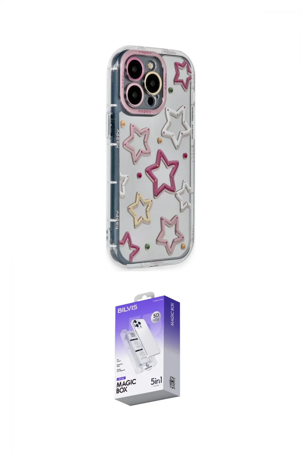 ieg™ iPhone 14 Pro Max Kılıf Ahenk Modern Serisi - Siyah Bilvis 5in1 3D Magic Cam Ekran Koruyucu