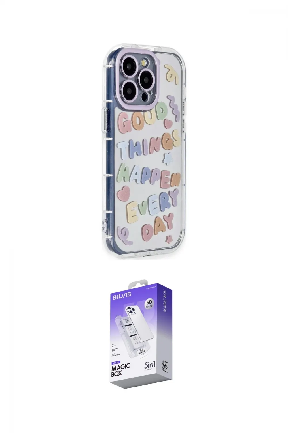 ieg™ iPhone 14 Pro Max Kılıf Ahenk Modern Serisi - Siyah Bilvis 5in1 3D Magic Cam Ekran Koruyucu