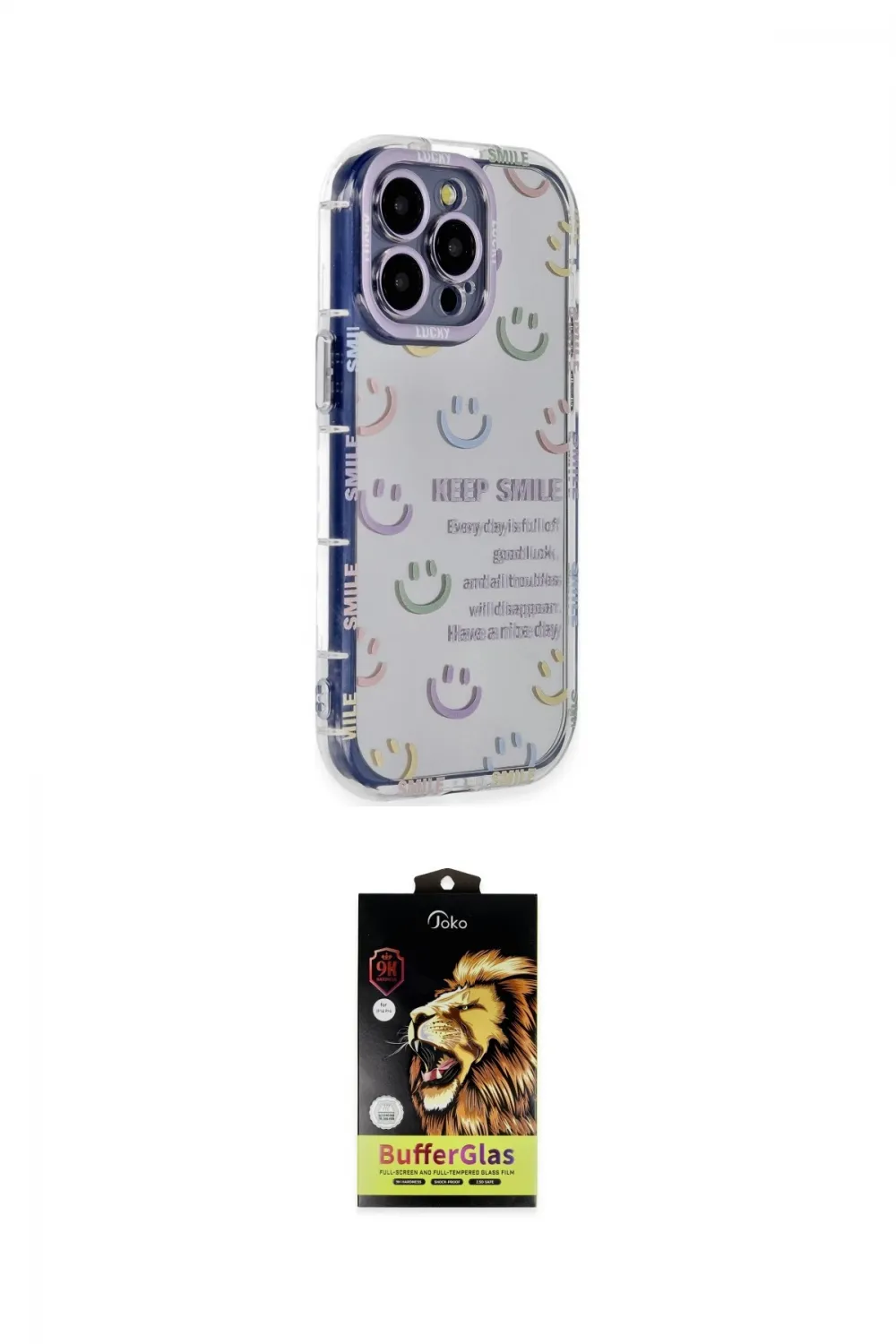 ieg™ iPhone 14 Pro Max Kılıf Ahenk Modern Serisi - Siyah Buffer Cam Ekran Koruyucu