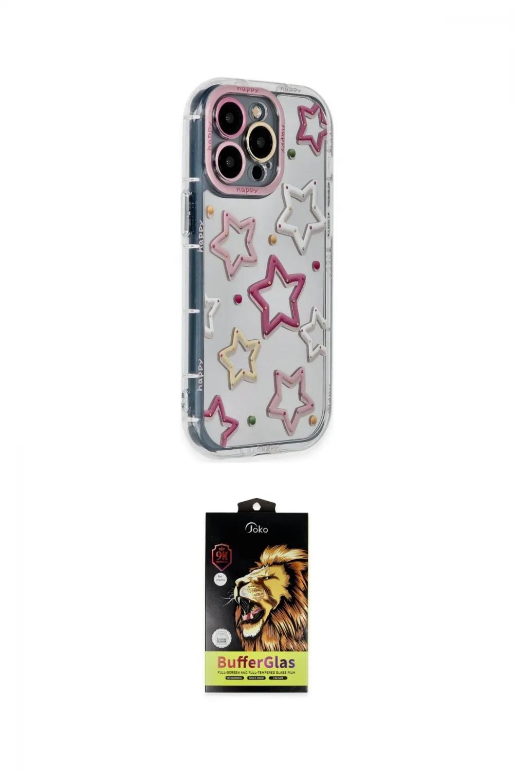 ieg™ iPhone 14 Pro Max Kılıf Ahenk Modern Serisi - Siyah Buffer Cam Ekran Koruyucu
