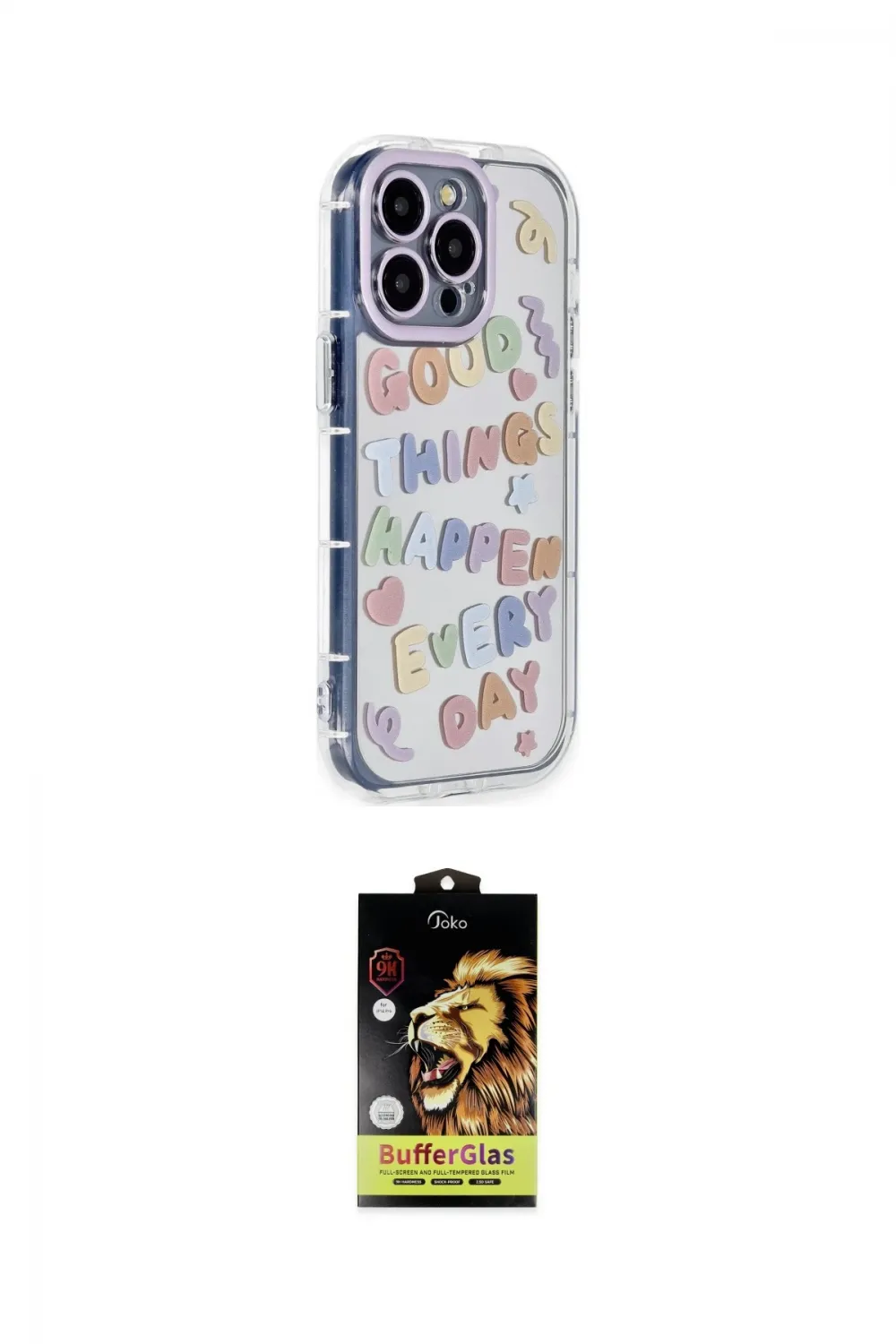 ieg™ iPhone 14 Pro Max Kılıf Ahenk Modern Serisi - Siyah Buffer Cam Ekran Koruyucu