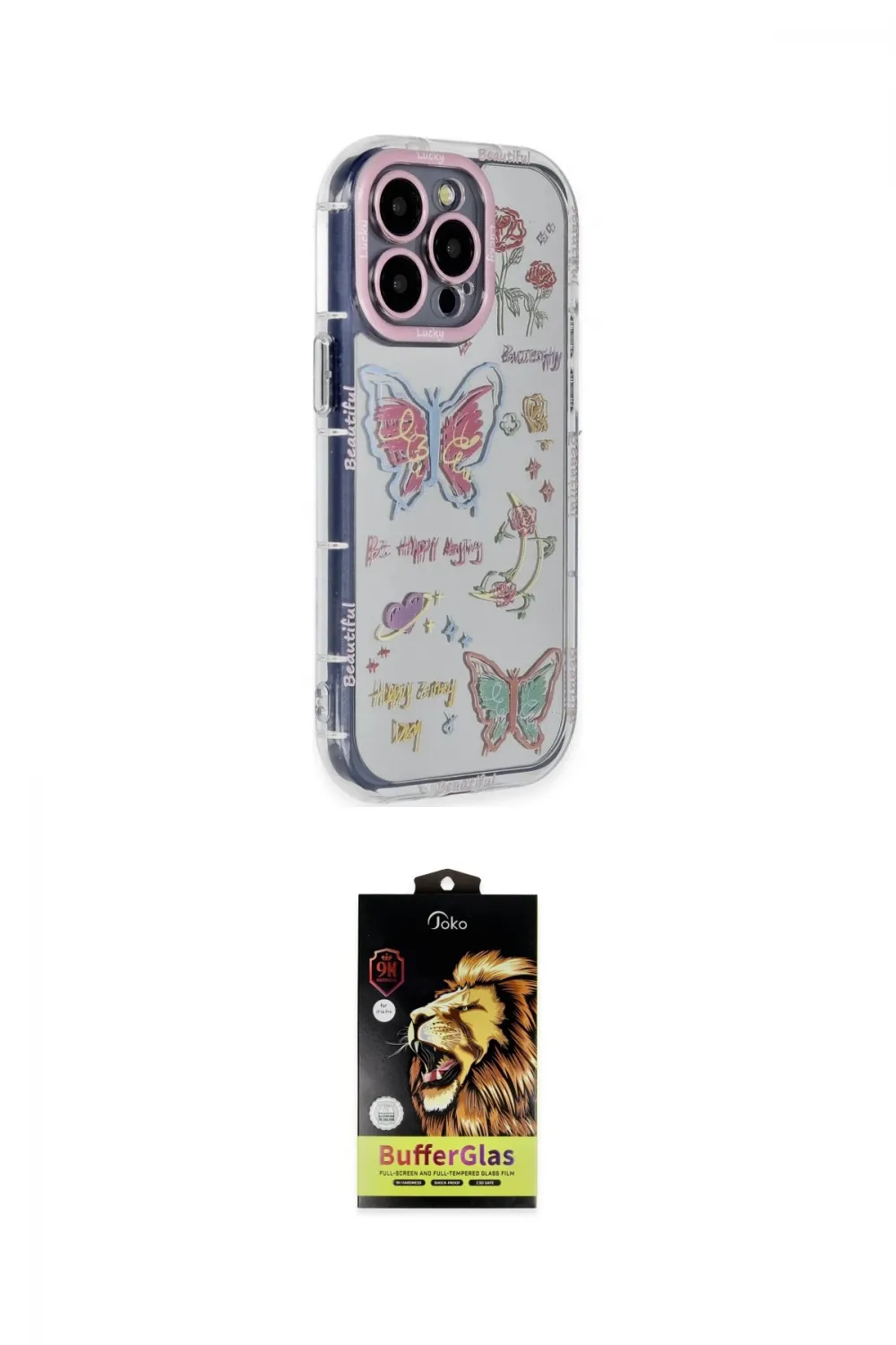 ieg™ iPhone 14 Pro Max Kılıf Ahenk Modern Serisi - Siyah Buffer Cam Ekran Koruyucu
