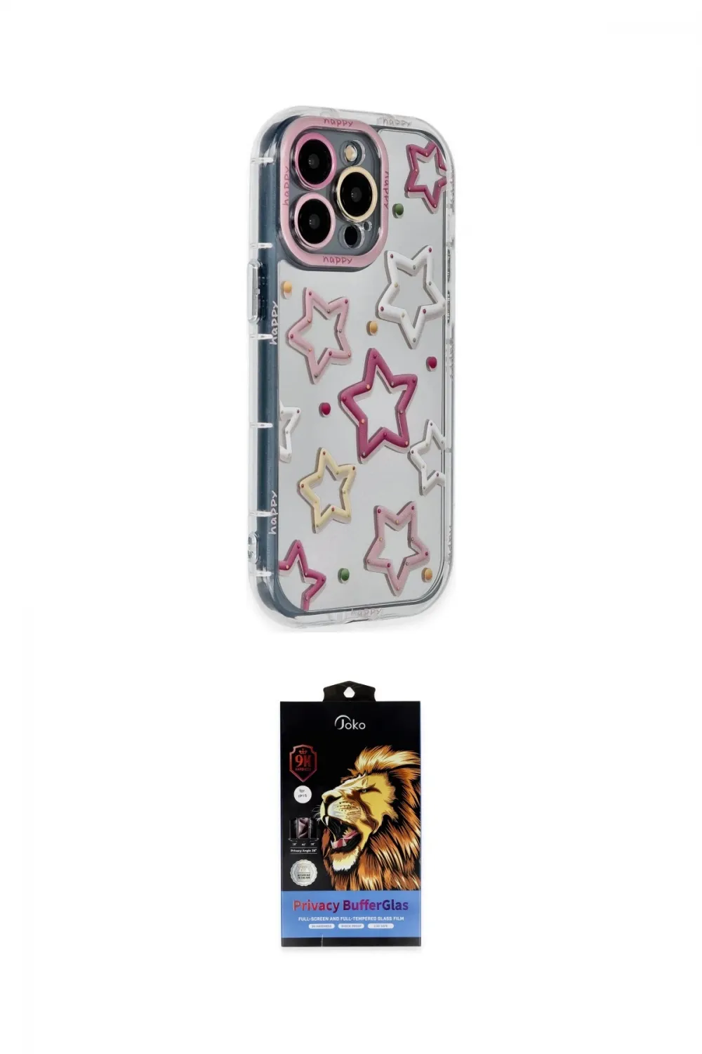 ieg™ iPhone 14 Pro Max Kılıf Ahenk Modern Serisi - Siyah Buffer Hayalet Cam Ekran Koruyucu