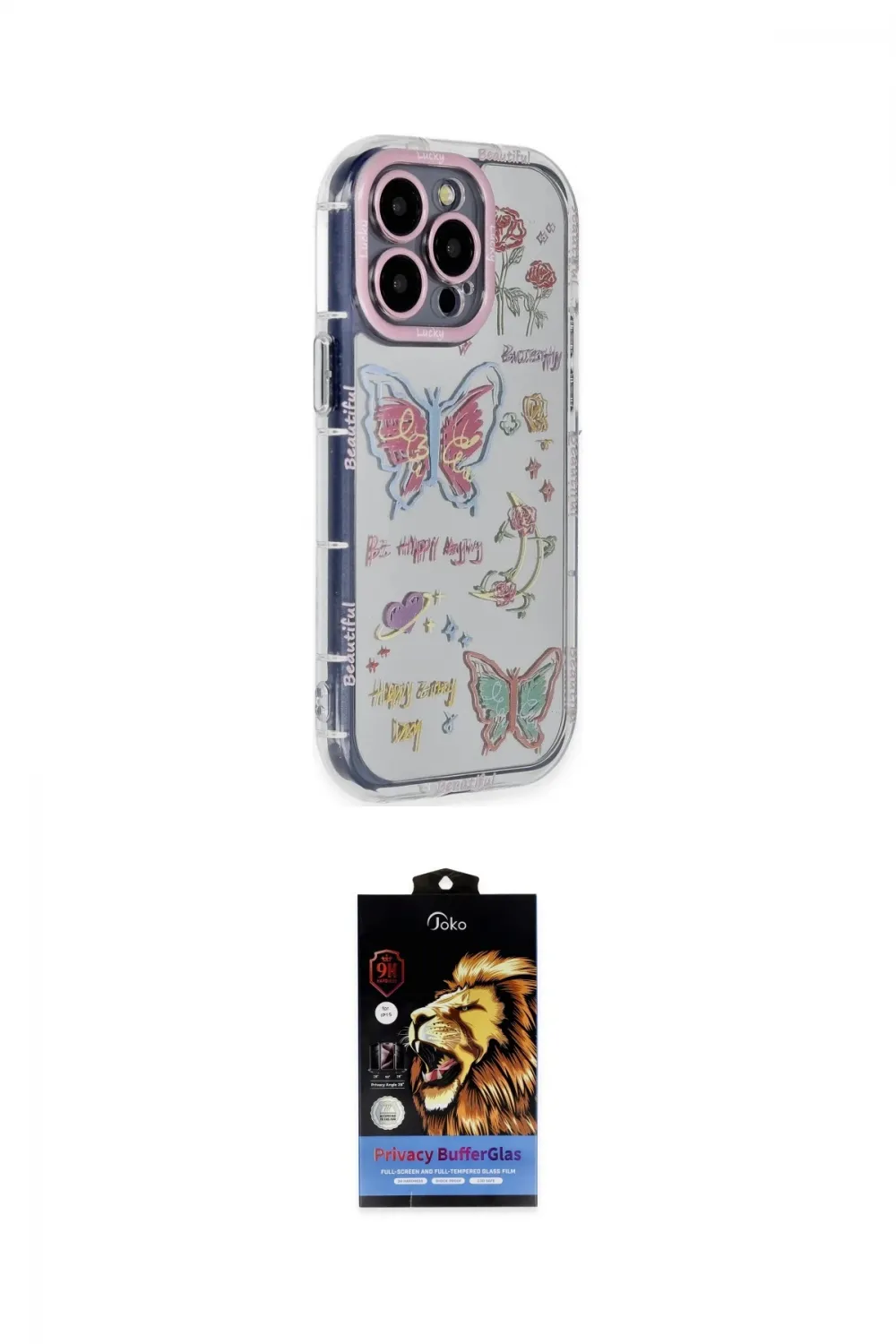 ieg™ iPhone 14 Pro Max Kılıf Ahenk Modern Serisi - Siyah Buffer Hayalet Cam Ekran Koruyucu