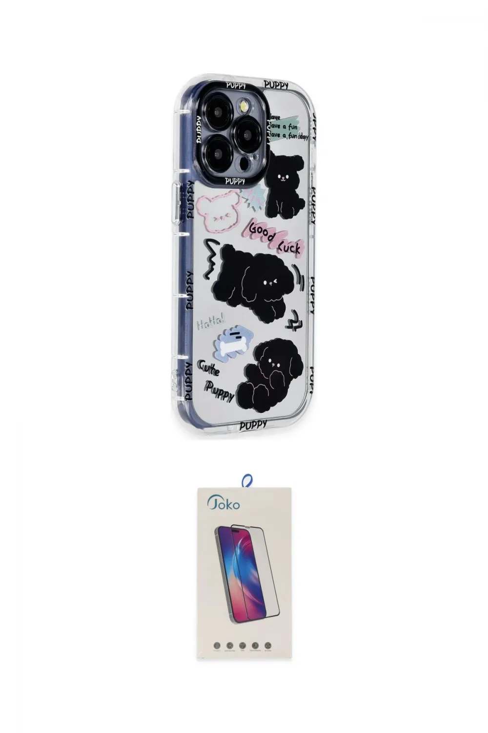 ieg™ iPhone 14 Pro Max Kılıf Ahenk Modern Serisi - Siyah Joko 5D Cam